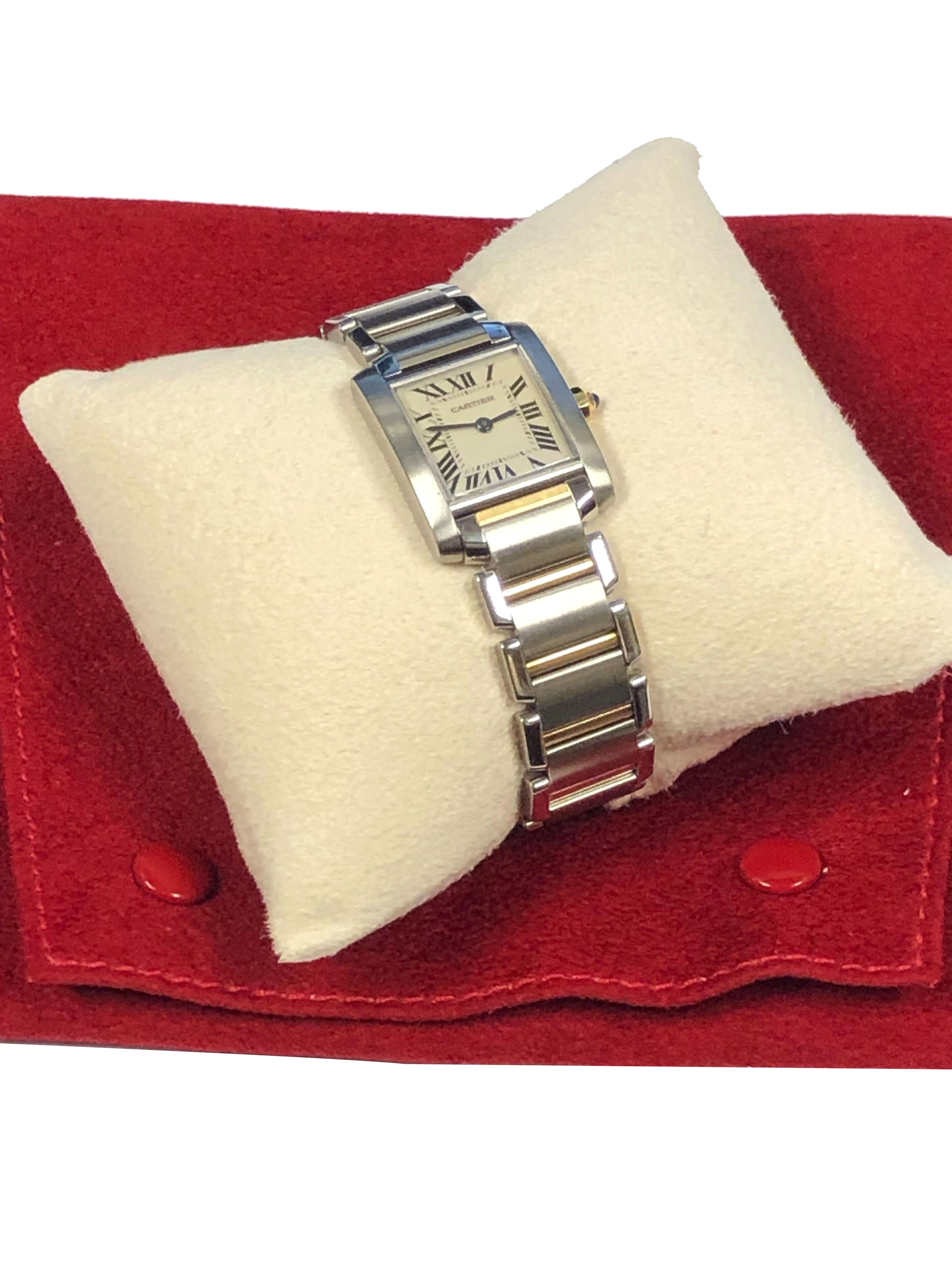 Cartier Tank Francaise Ladies Steel and Yellow Gold Quartz Wristwatch 1