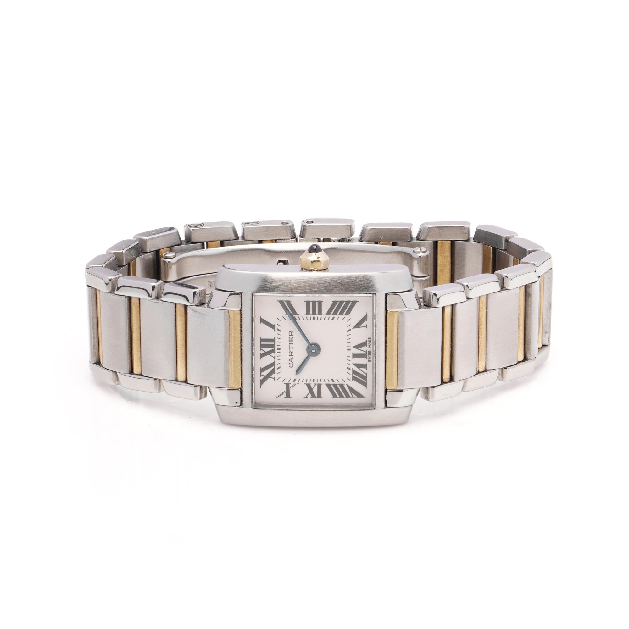 Cartier Tank Française Damenuhr - Edelstahl & 18kt Gelbgold, 2000er Jahre im Zustand „Hervorragend“ im Angebot in Braintree, GB