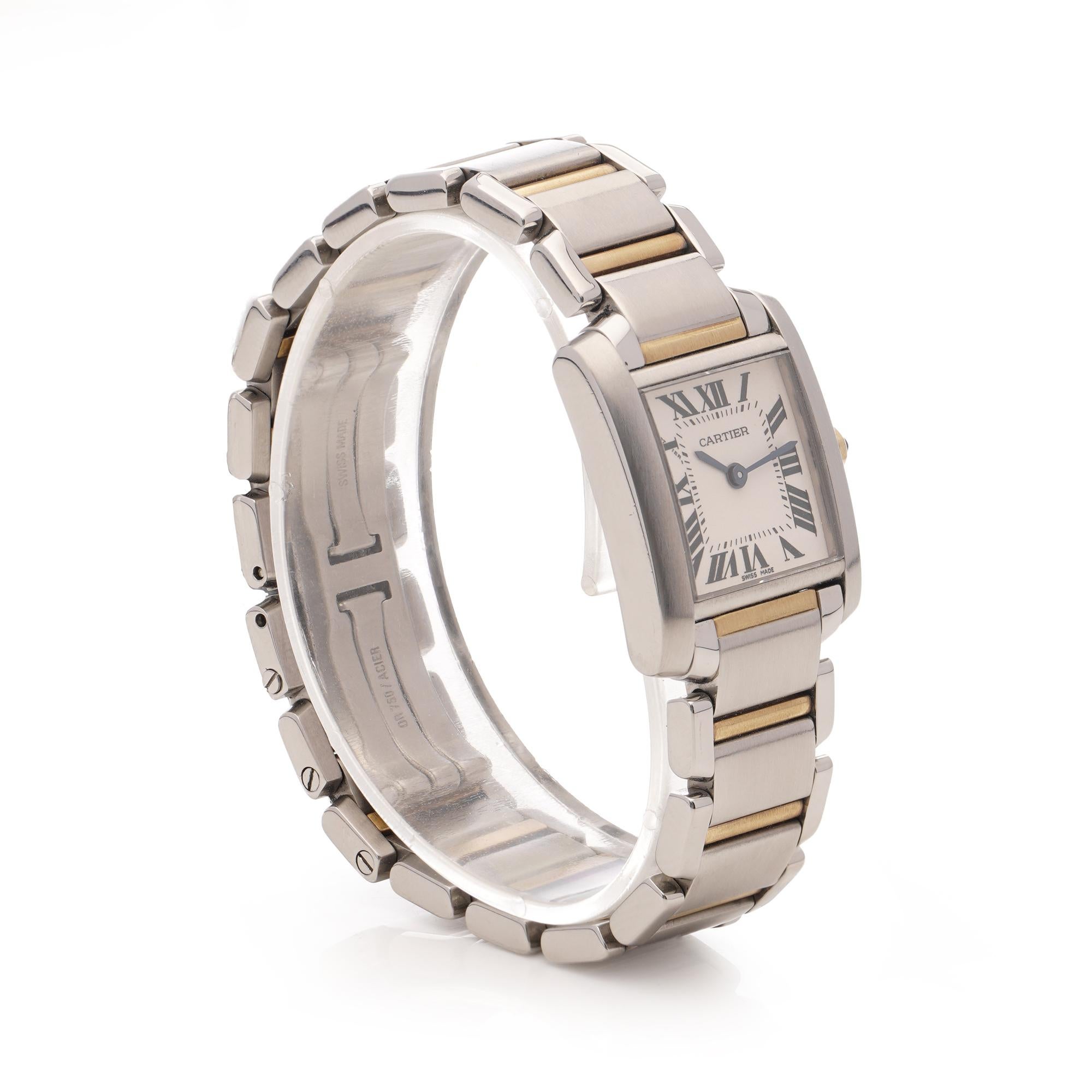 Cartier Tank Française Damenuhr - Edelstahl & 18kt Gelbgold, 2000er Jahre im Angebot 2