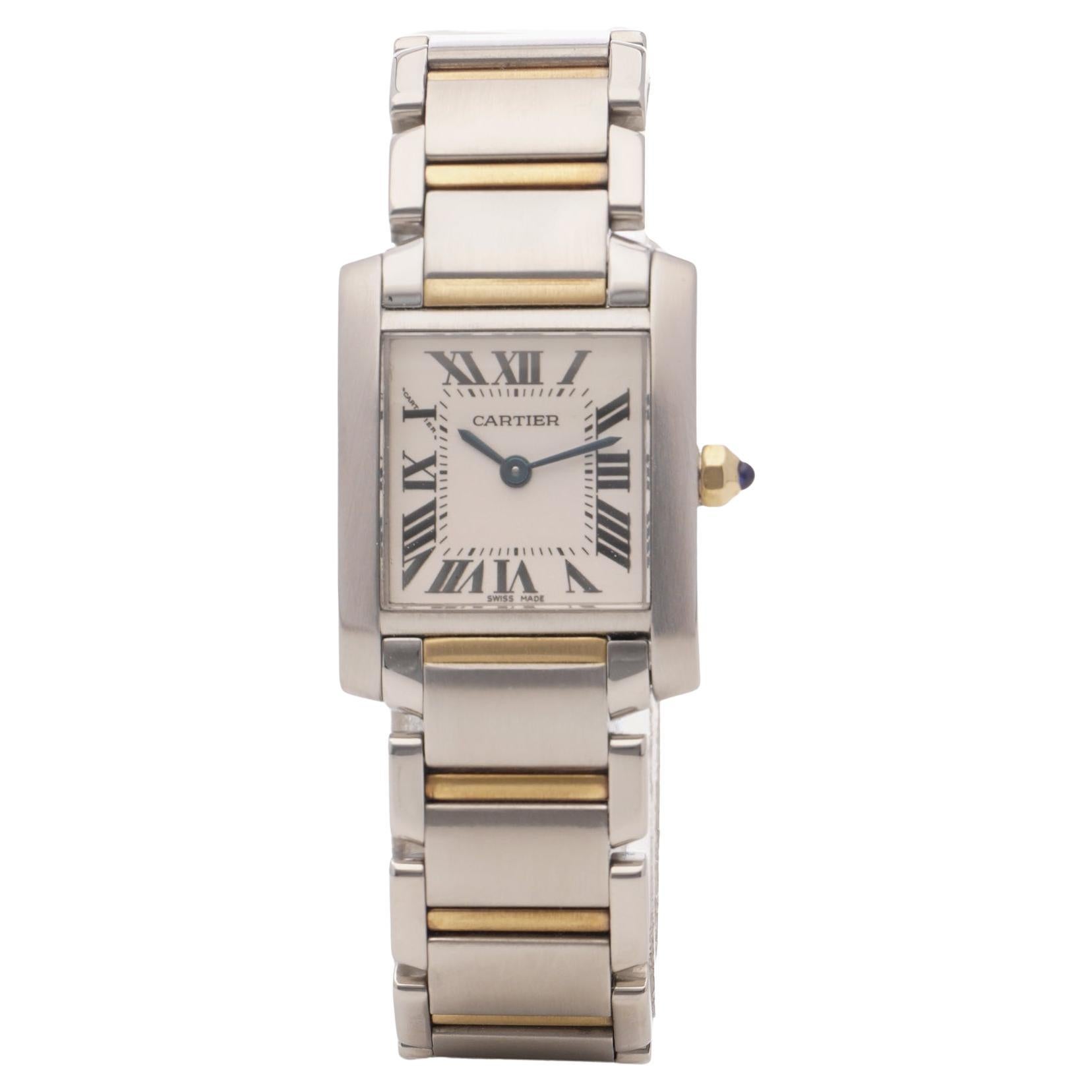 Montre pour dames Cartier Tank Française - Acier inoxydable et or jaune 18 carats, années 2000