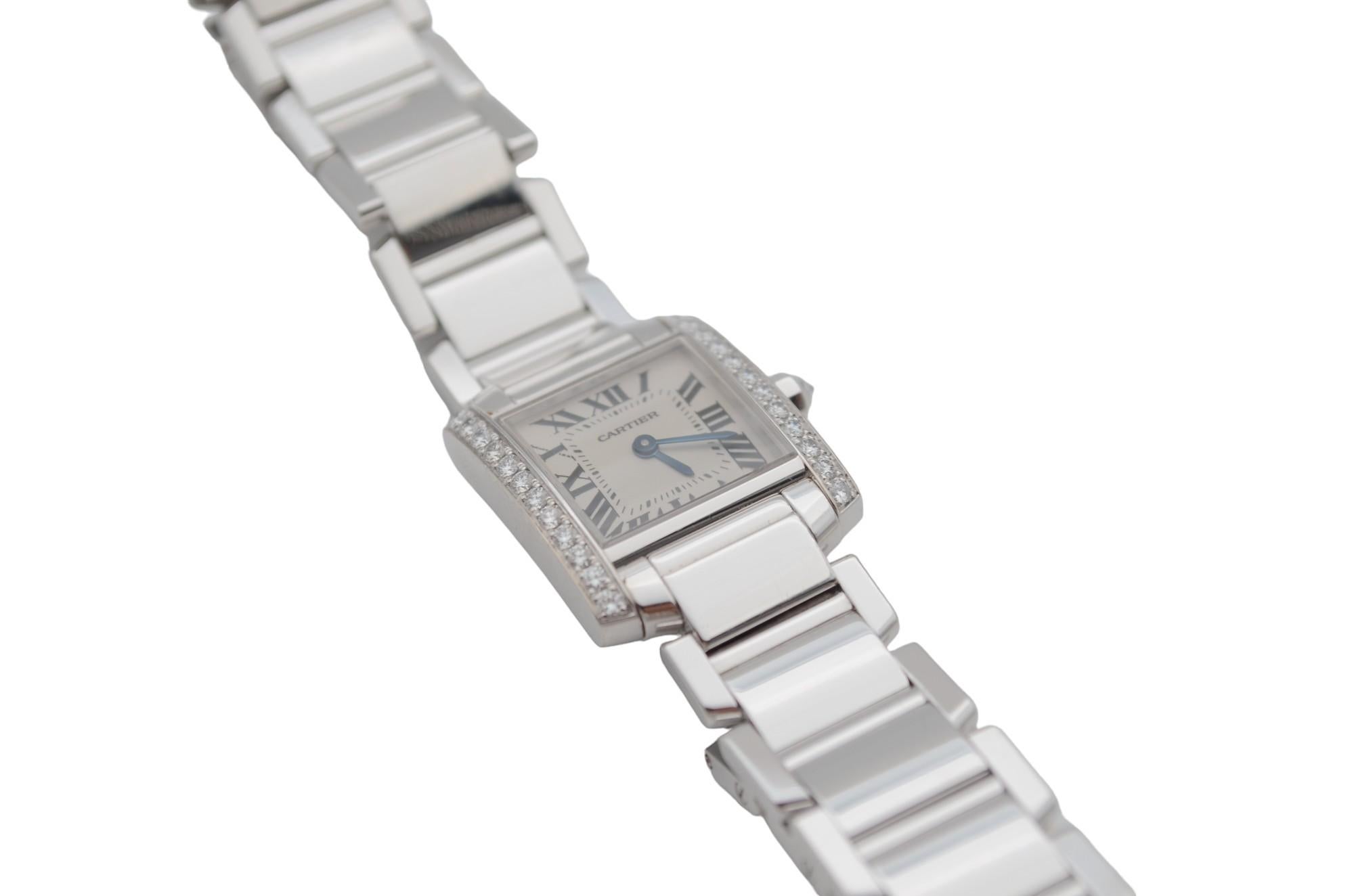 Cartier Tank Francaise Dama Oro Blanco 18K Bisel Diamante 20x25mm Ref: 2365 9