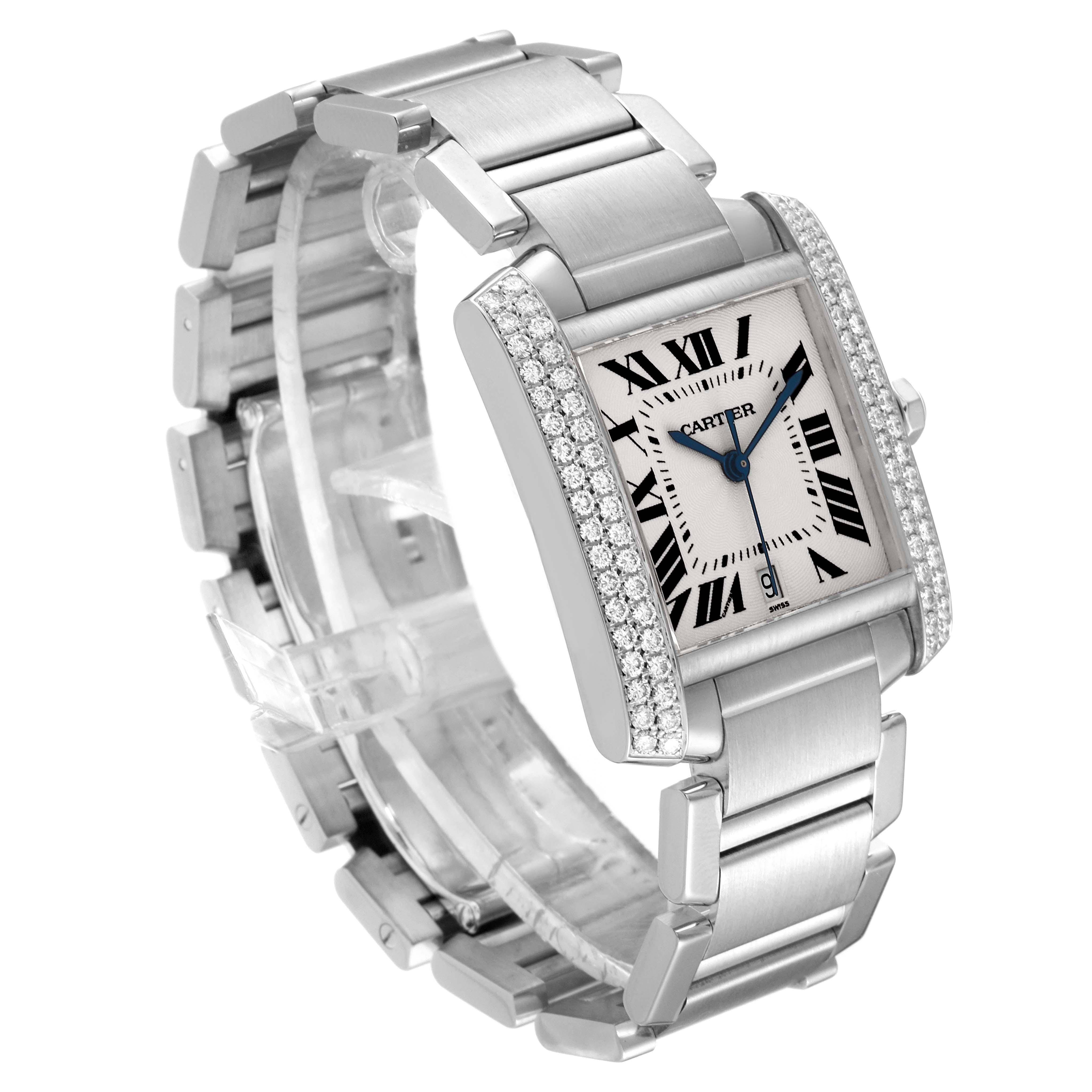 Reloj unisex Cartier Tank Francaise grande de oro blanco de 18 quilates con diamantes 2366 en Excelente Estado en Atlanta, GA