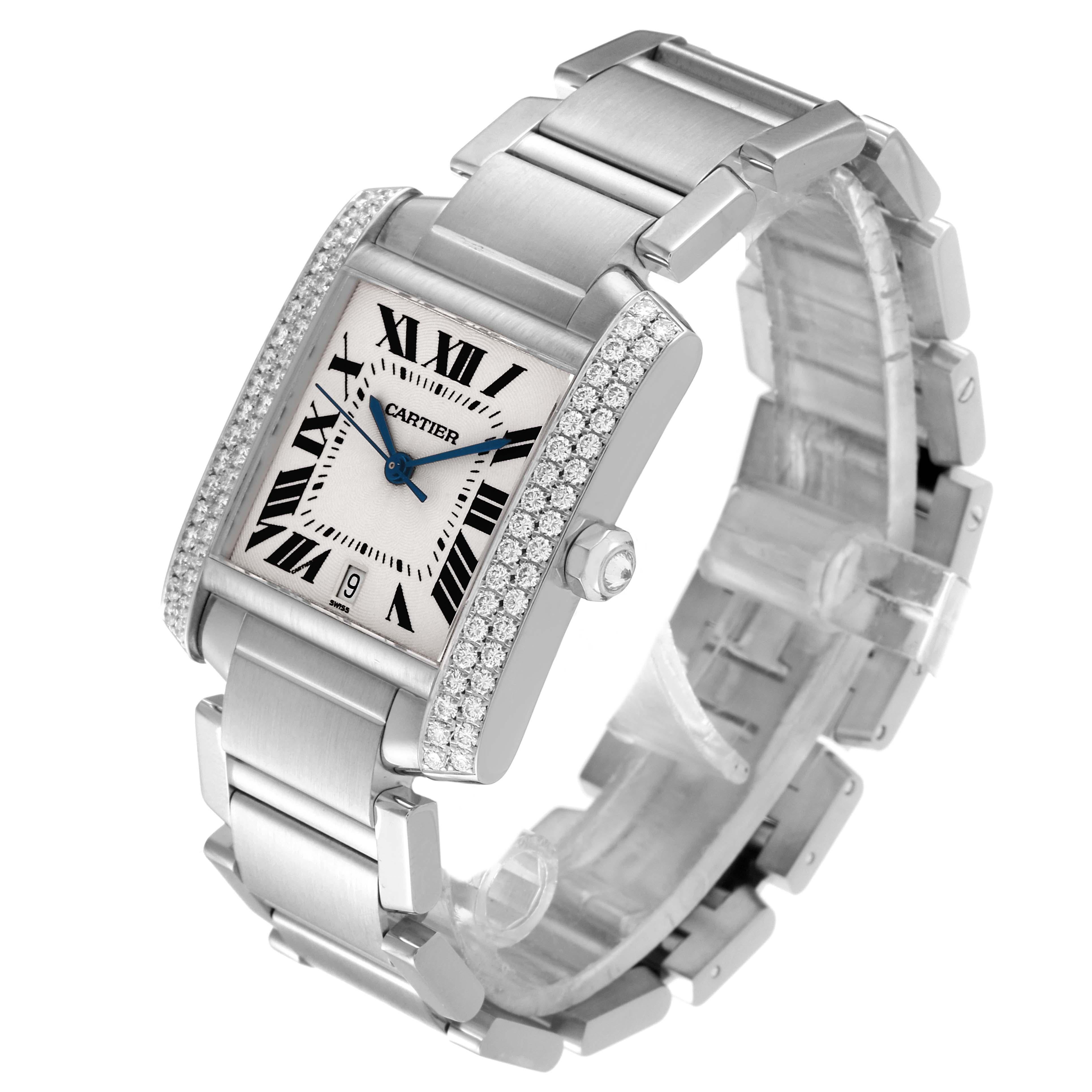 De los hombres Reloj unisex Cartier Tank Francaise grande de oro blanco de 18 quilates con diamantes 2366