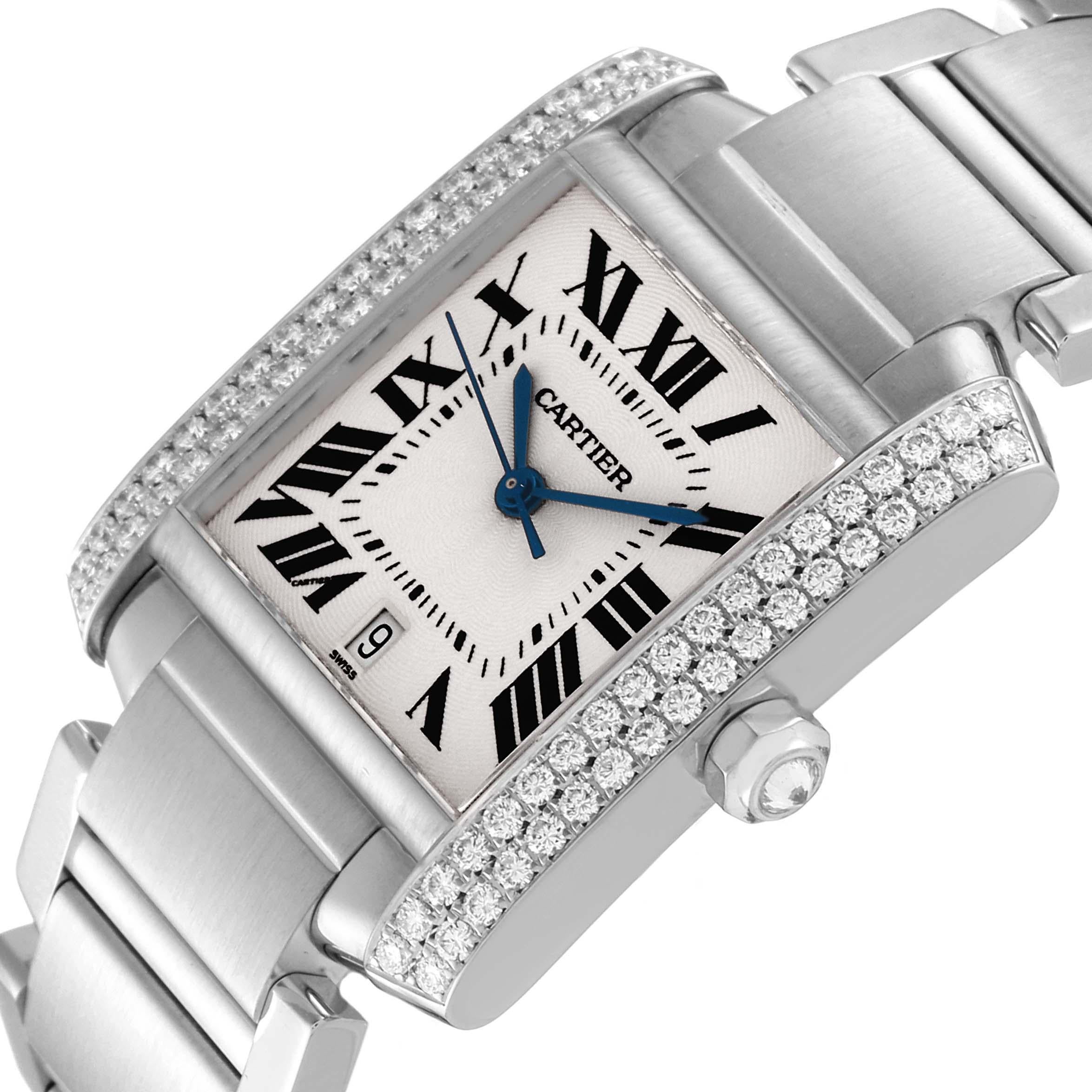 Reloj unisex Cartier Tank Francaise grande de oro blanco de 18 quilates con diamantes 2366 1