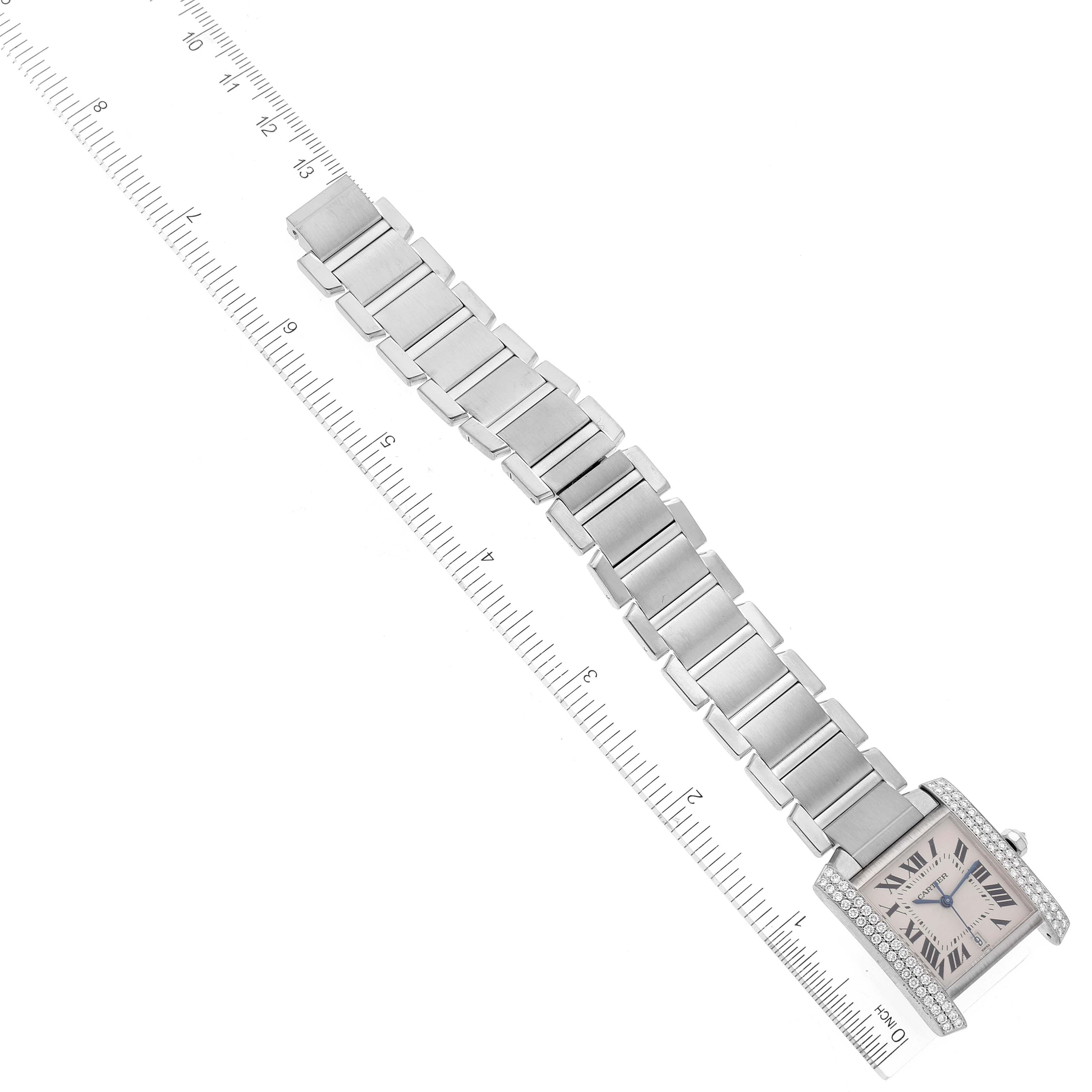 Reloj unisex Cartier Tank Francaise grande de oro blanco de 18 quilates con diamantes 2366 4