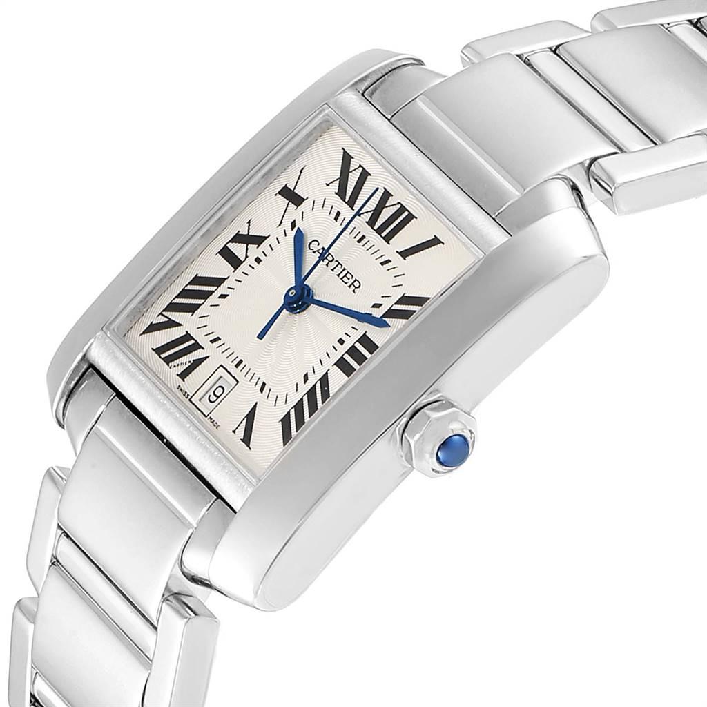 Cartier Tank Francaise Large 18 Karat White Gold Unisex Watch W50011S3 For Sale 1