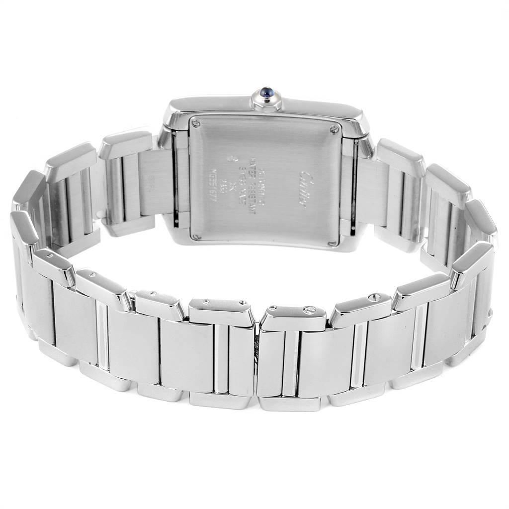 Cartier Tank Francaise Large 18 Karat White Gold Unisex Watch W50011S3 For Sale 3