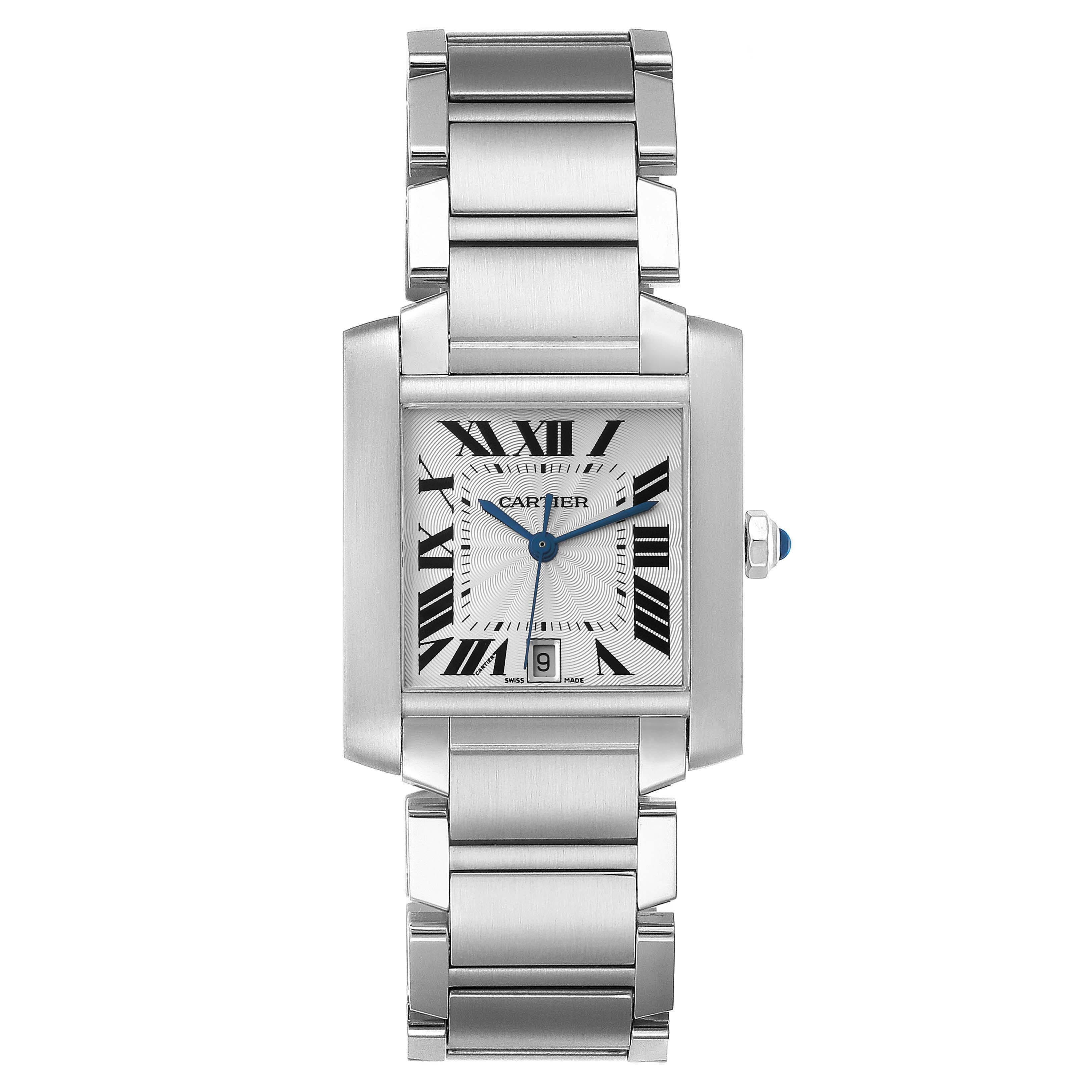 Men's Cartier Tank Francaise Large Automatic Steel Mens Watch W51002Q3 Box Papers For Sale