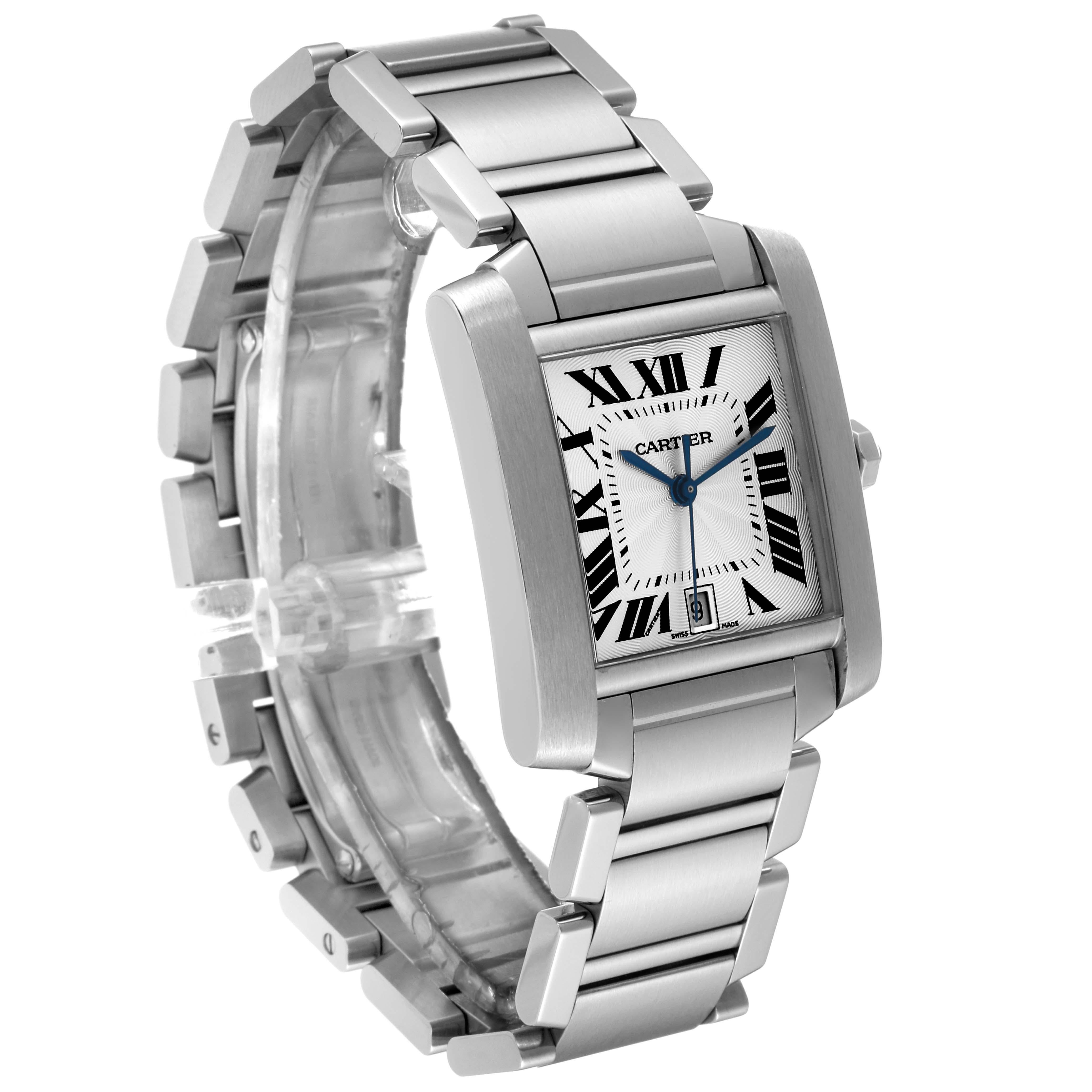 Cartier Tank Francaise Large Automatic Steel Mens Watch W51002Q3 Box Papers For Sale 1