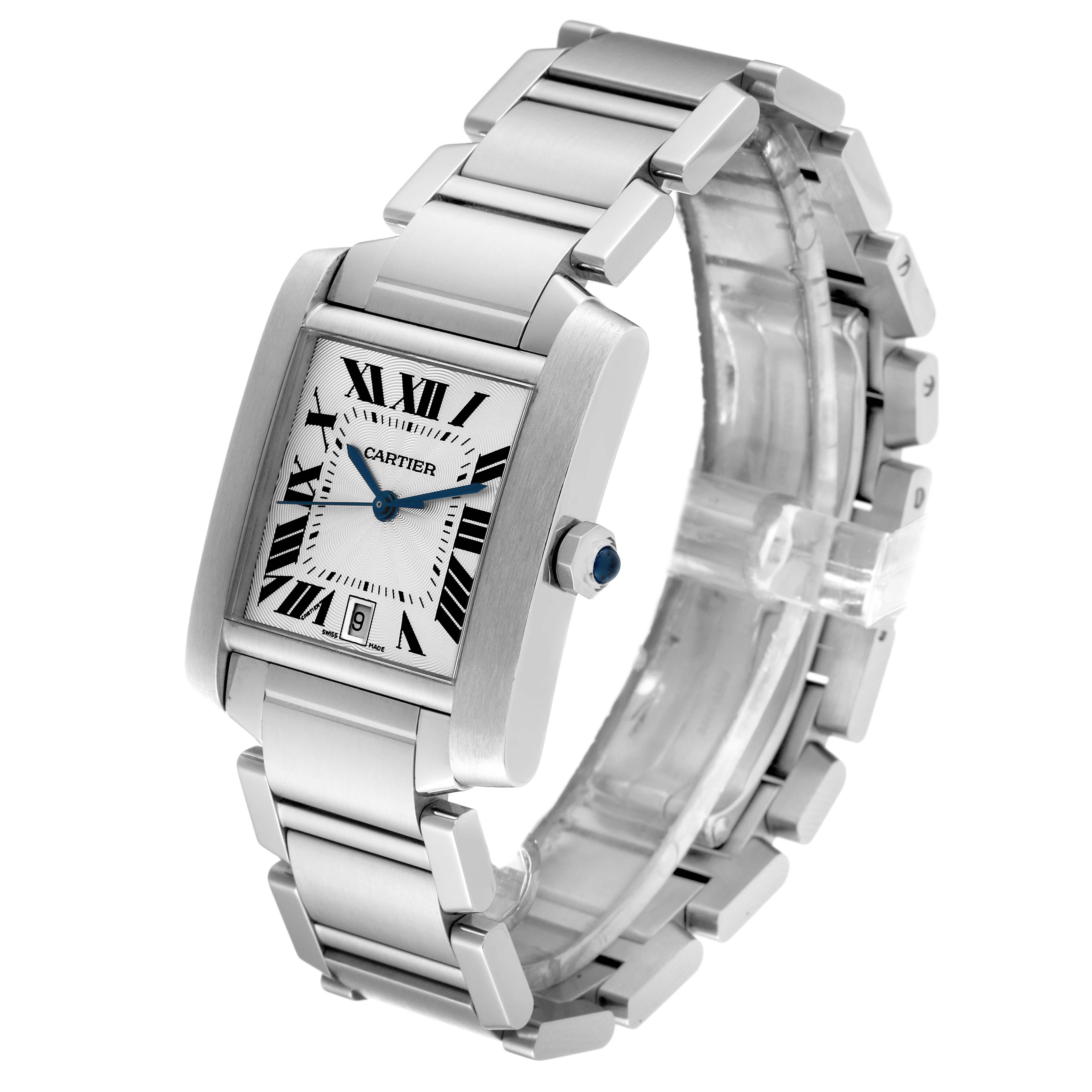 Cartier Tank Francaise Large Automatic Steel Mens Watch W51002Q3 Box Papers For Sale 3