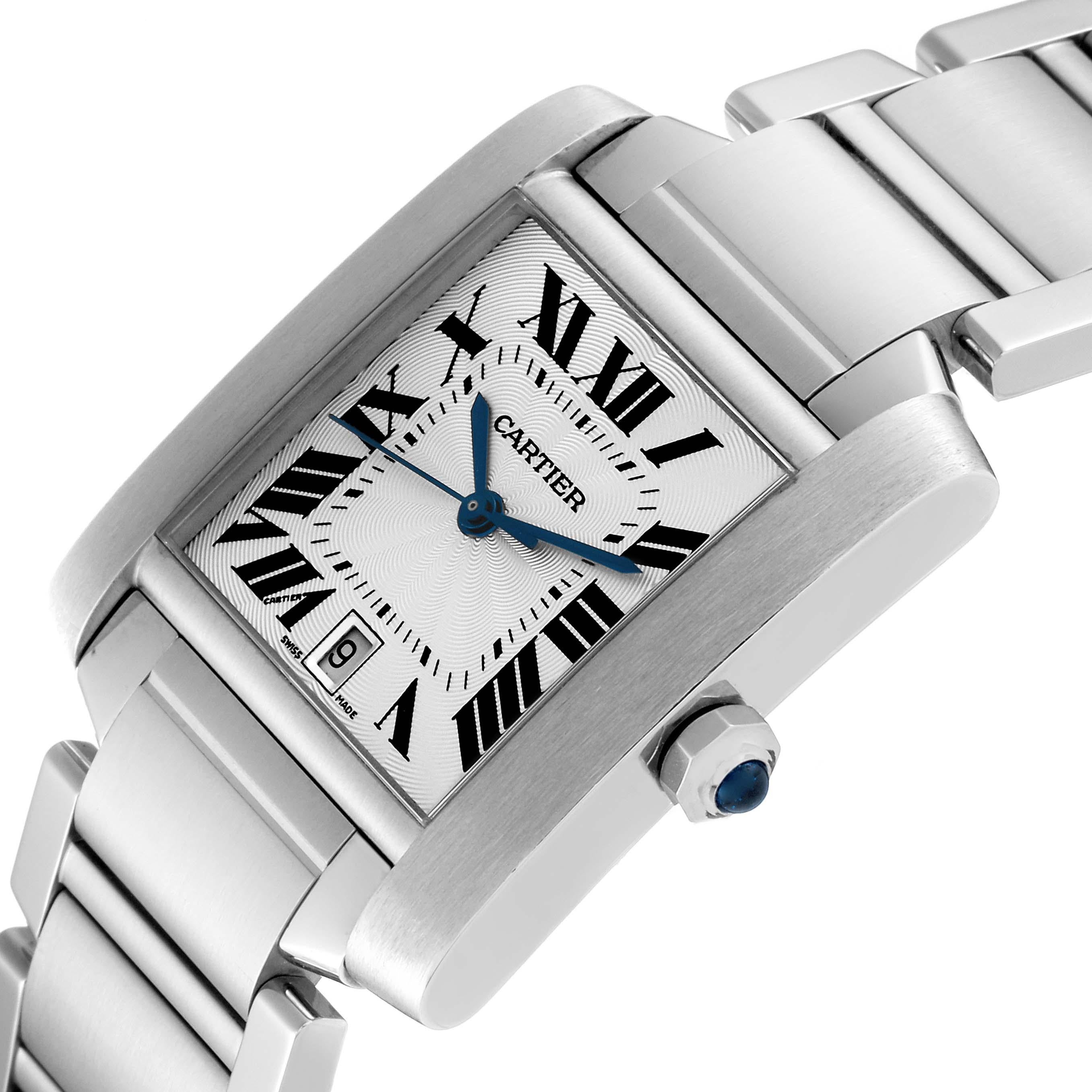 Cartier Tank Francaise Large Automatic Steel Mens Watch W51002Q3 Box Papers For Sale 5