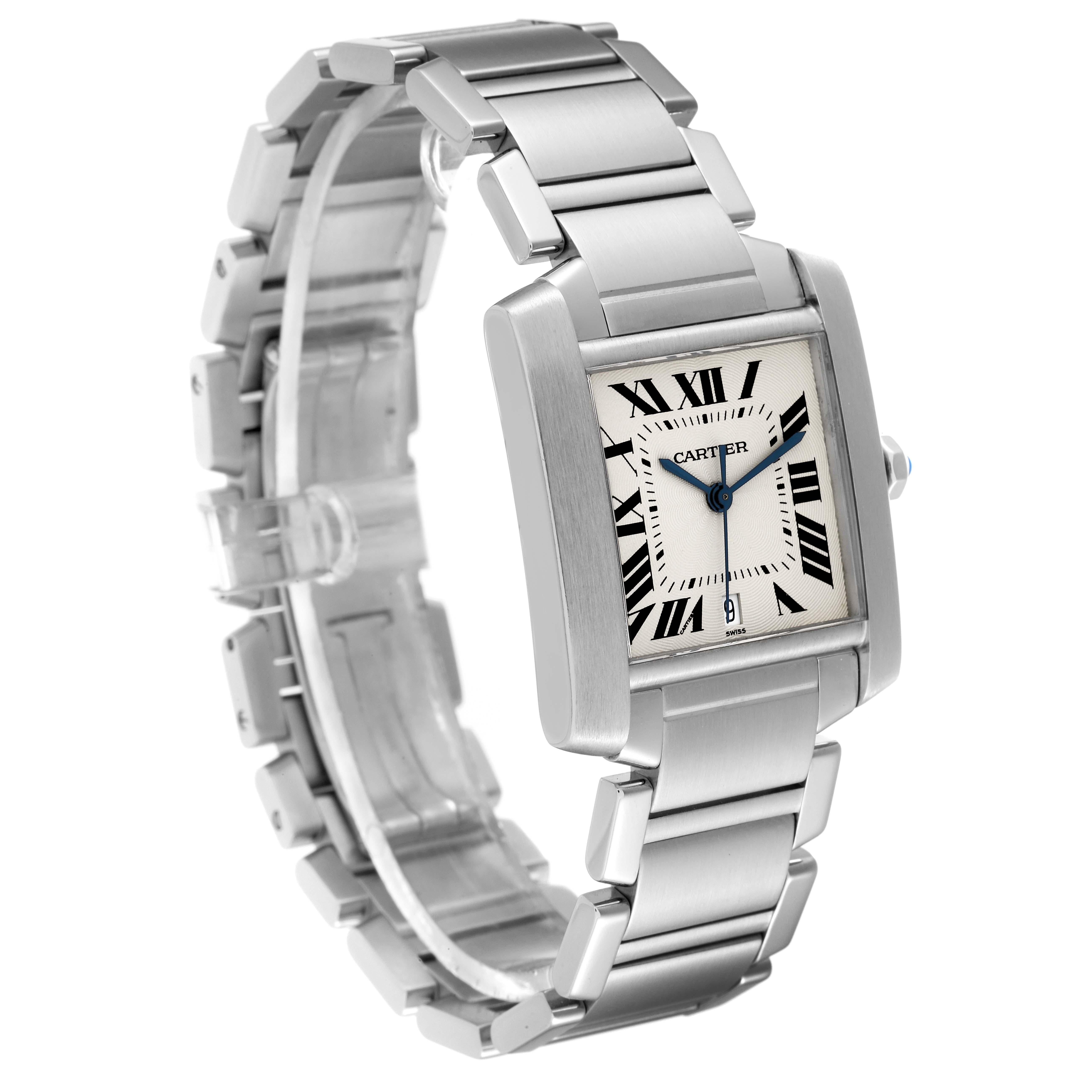 Cartier: Große Herrenuhr Tank Francaise aus Automatikstahl, W51002Q3 im Zustand „Hervorragend“ in Atlanta, GA