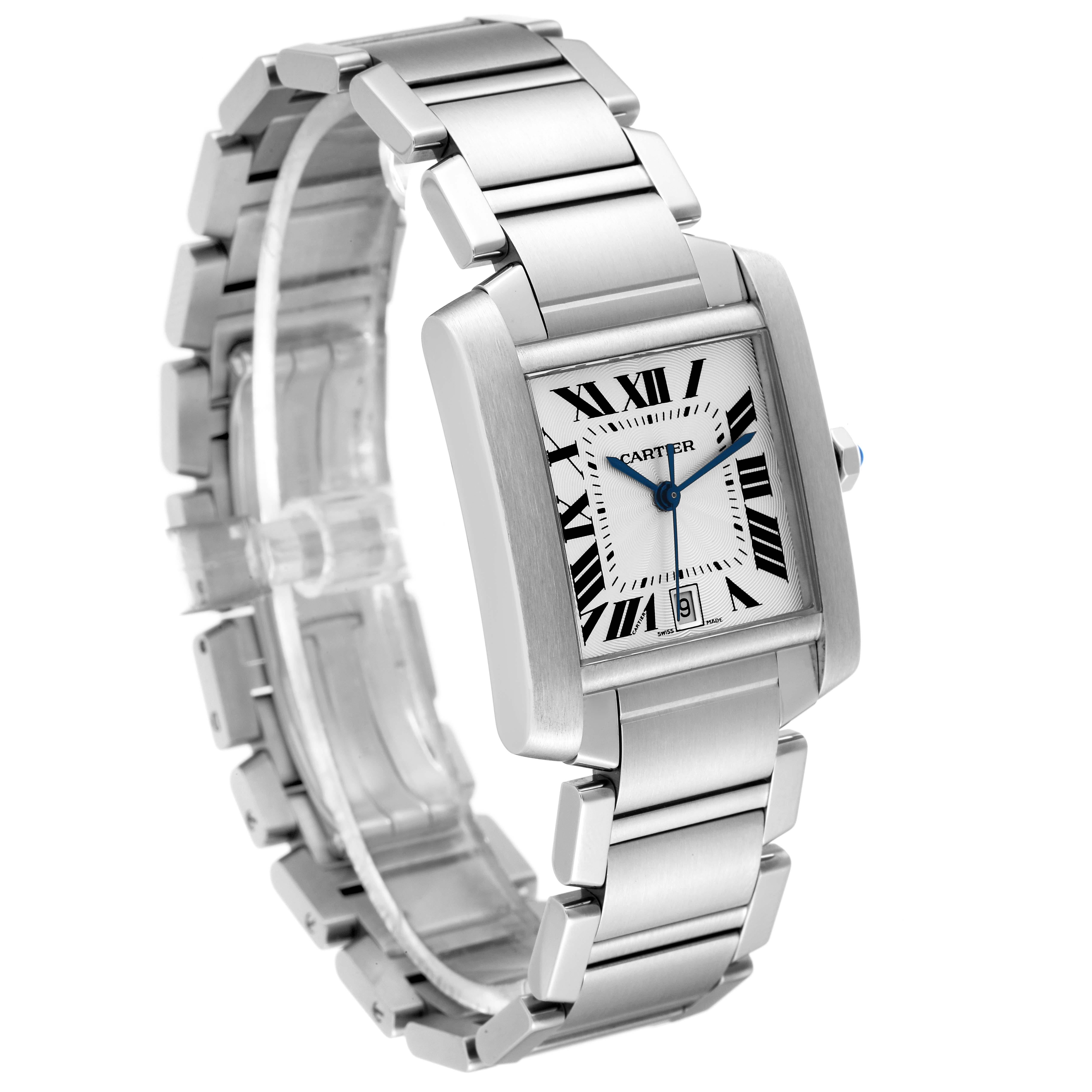 Cartier Tank Francaise Large Automatic Steel Mens Watch W51002Q3 In Excellent Condition In Atlanta, GA