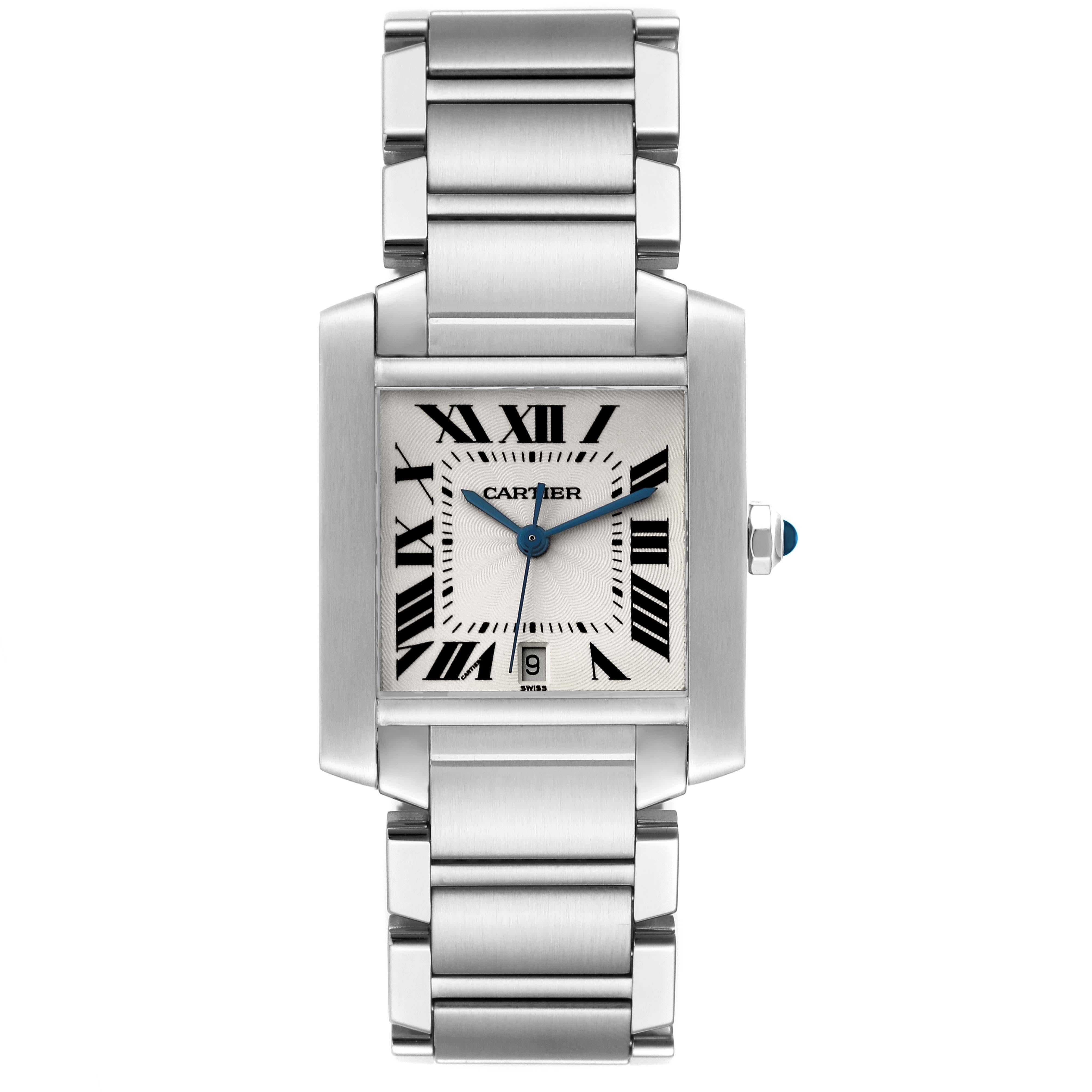 Cartier Tank Francaise Large Automatic Steel Mens Watch W51002Q3 In Excellent Condition For Sale In Atlanta, GA