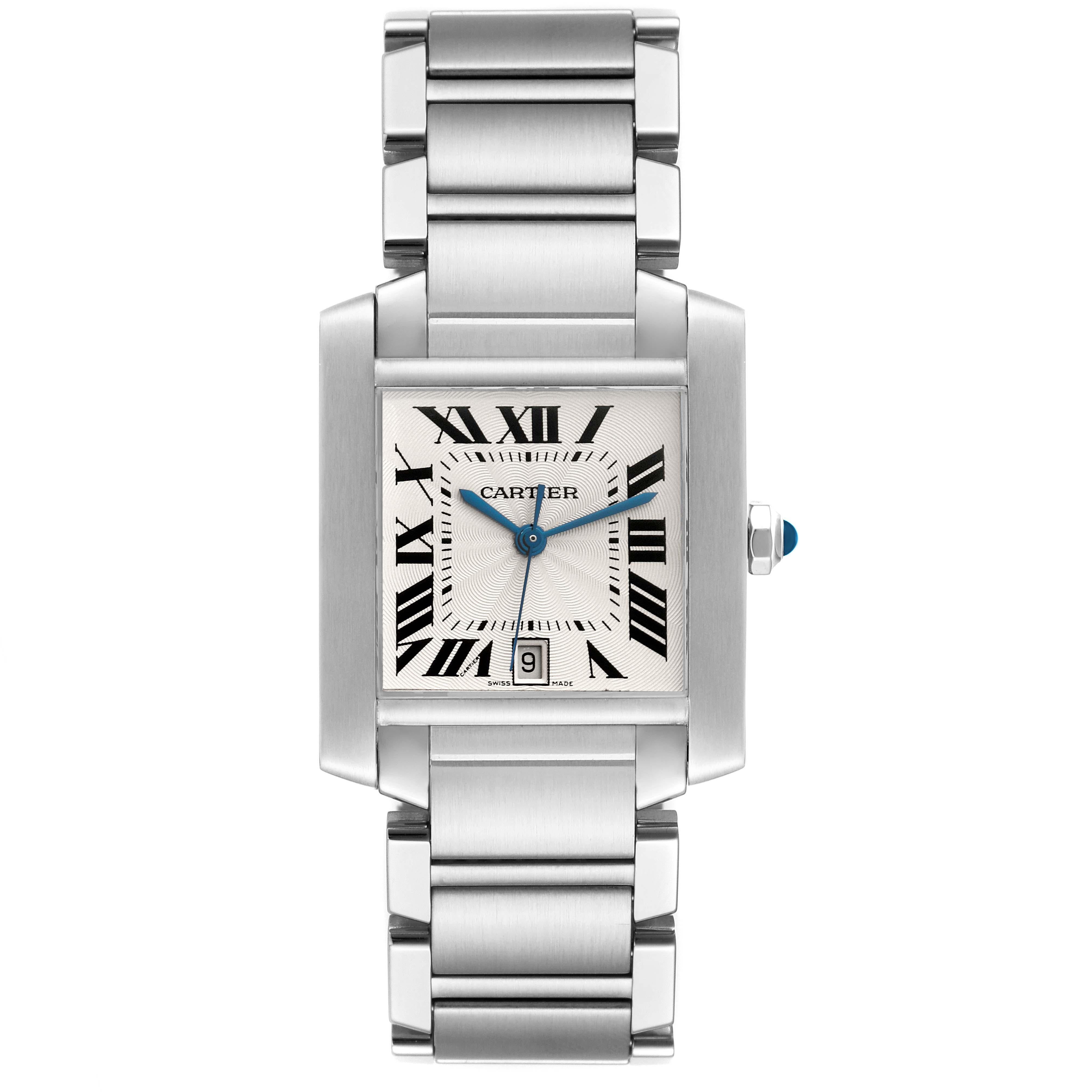 Cartier Tank Francaise Large Automatic Steel Mens Watch W51002Q3 In Excellent Condition For Sale In Atlanta, GA