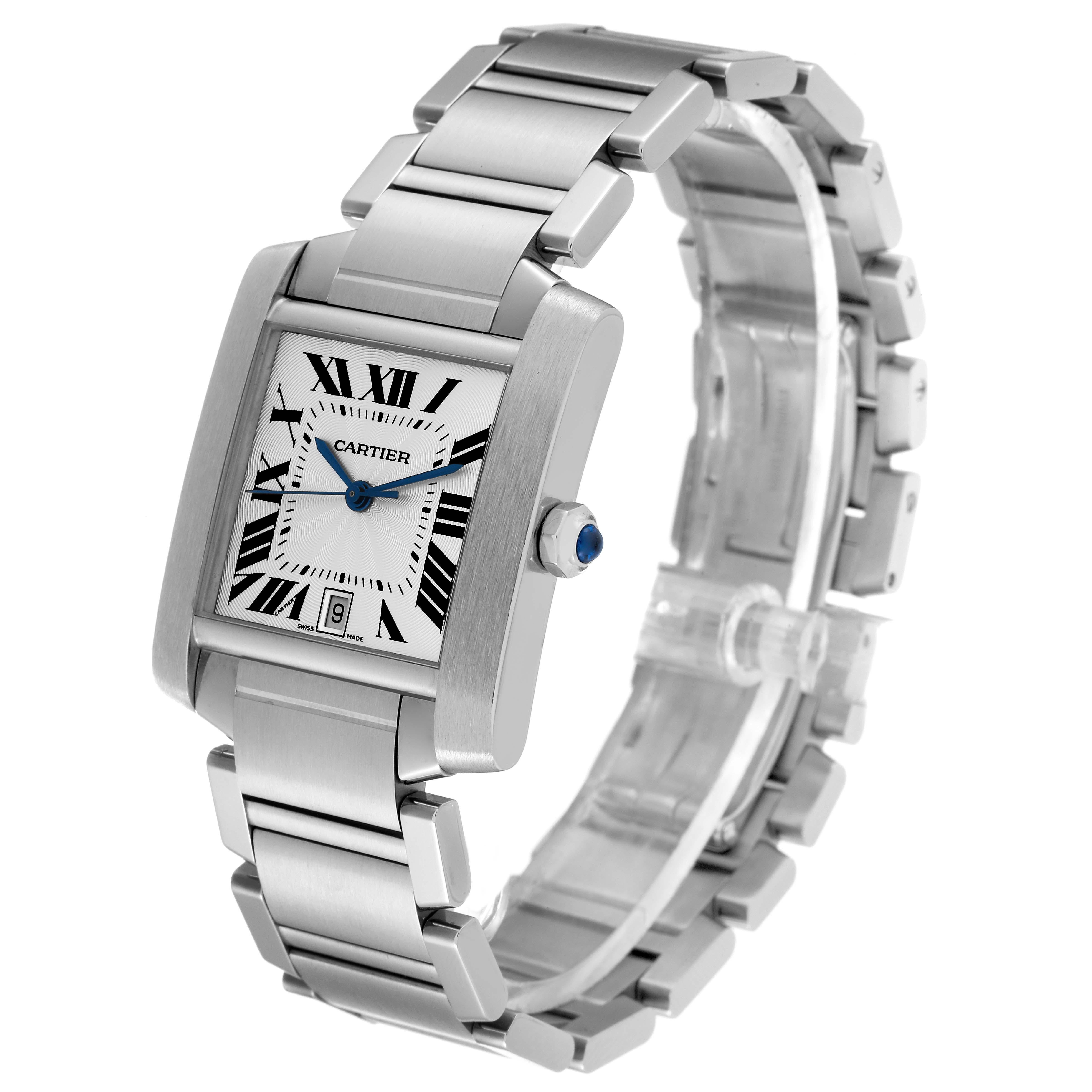 Cartier Tank Francaise Large Automatic Steel Mens Watch W51002Q3 In Excellent Condition In Atlanta, GA