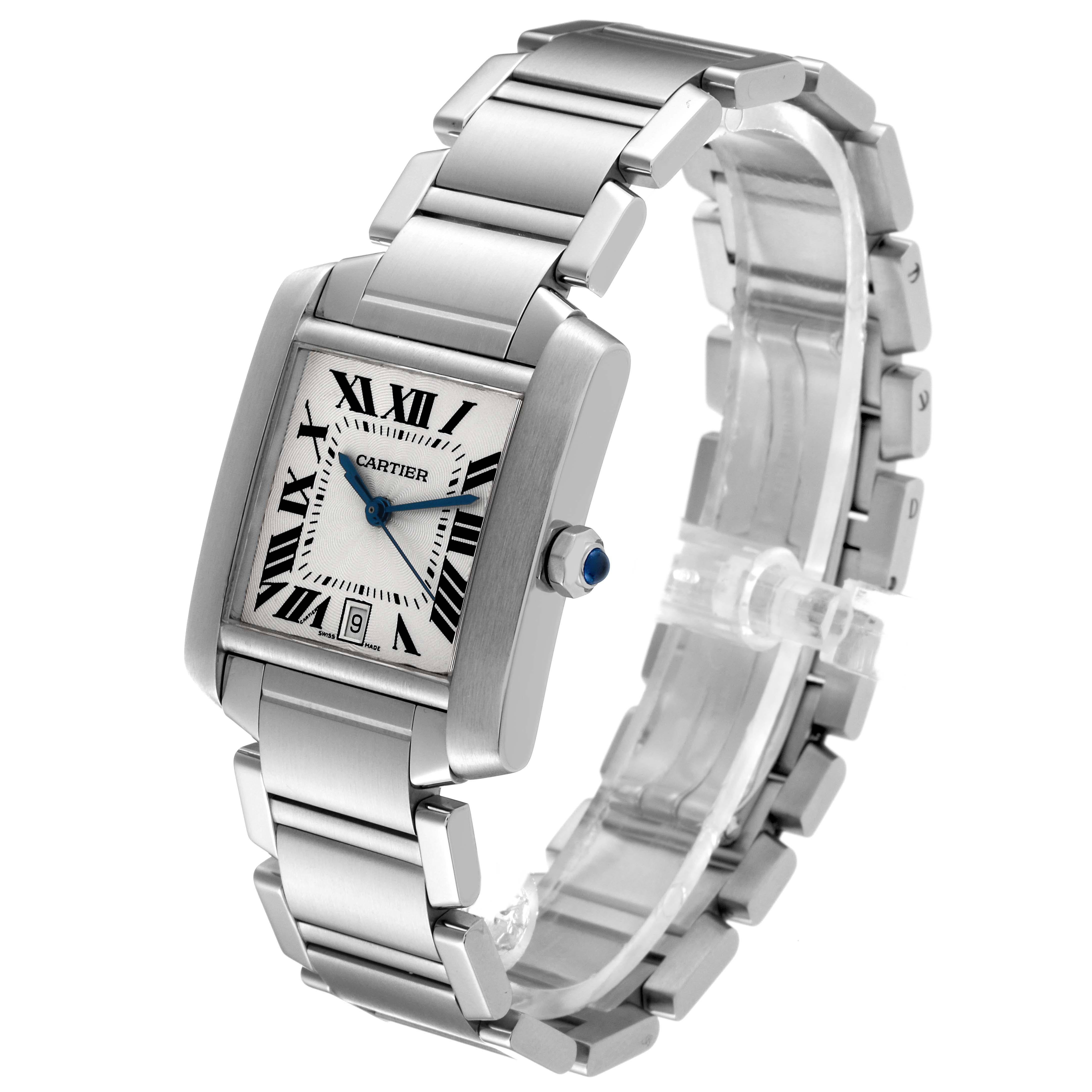 Cartier Tank Francaise Large Automatic Steel Mens Watch W51002Q3 For Sale 4