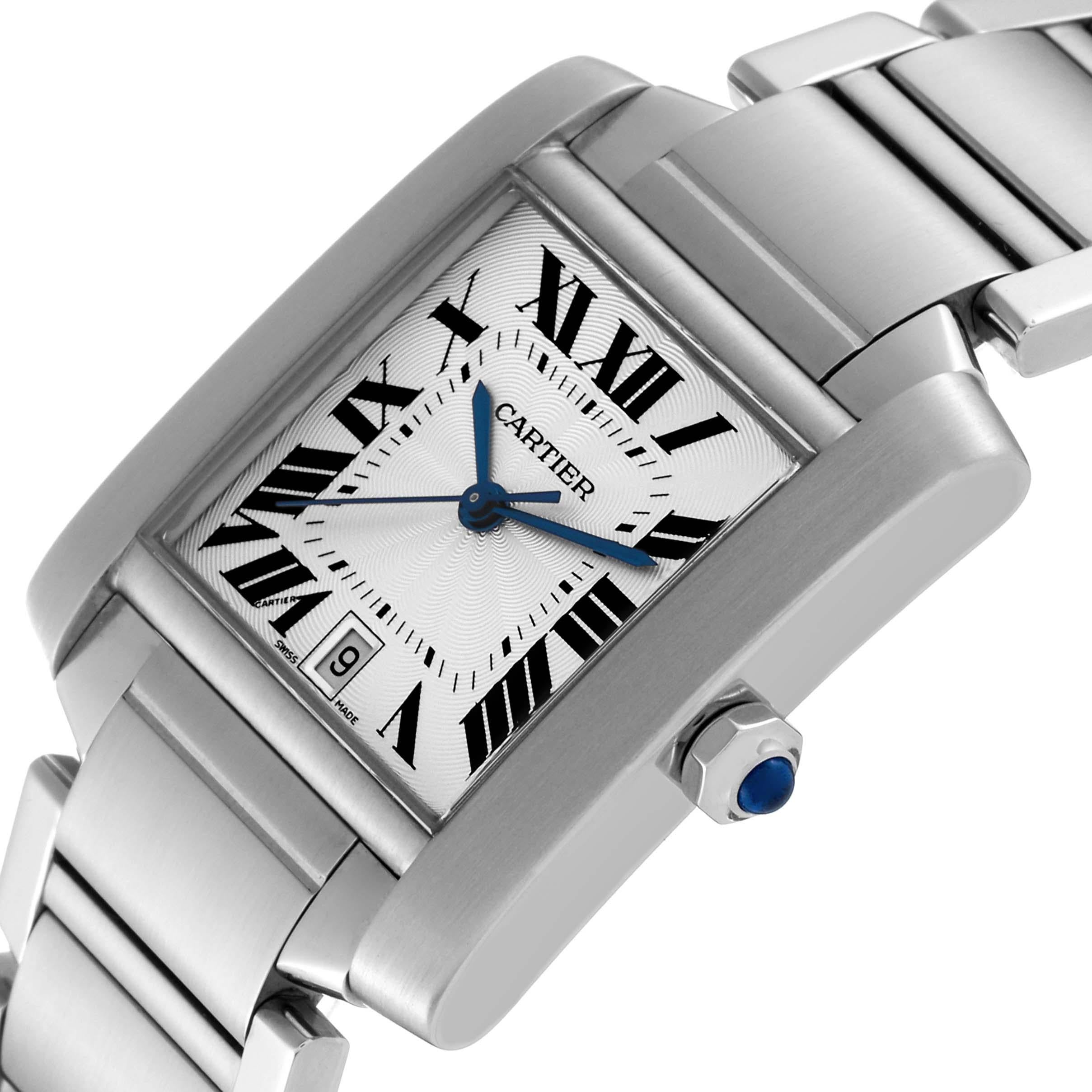 Cartier Tank Francaise Large Automatic Steel Mens Watch W51002Q3 Papers For Sale 2