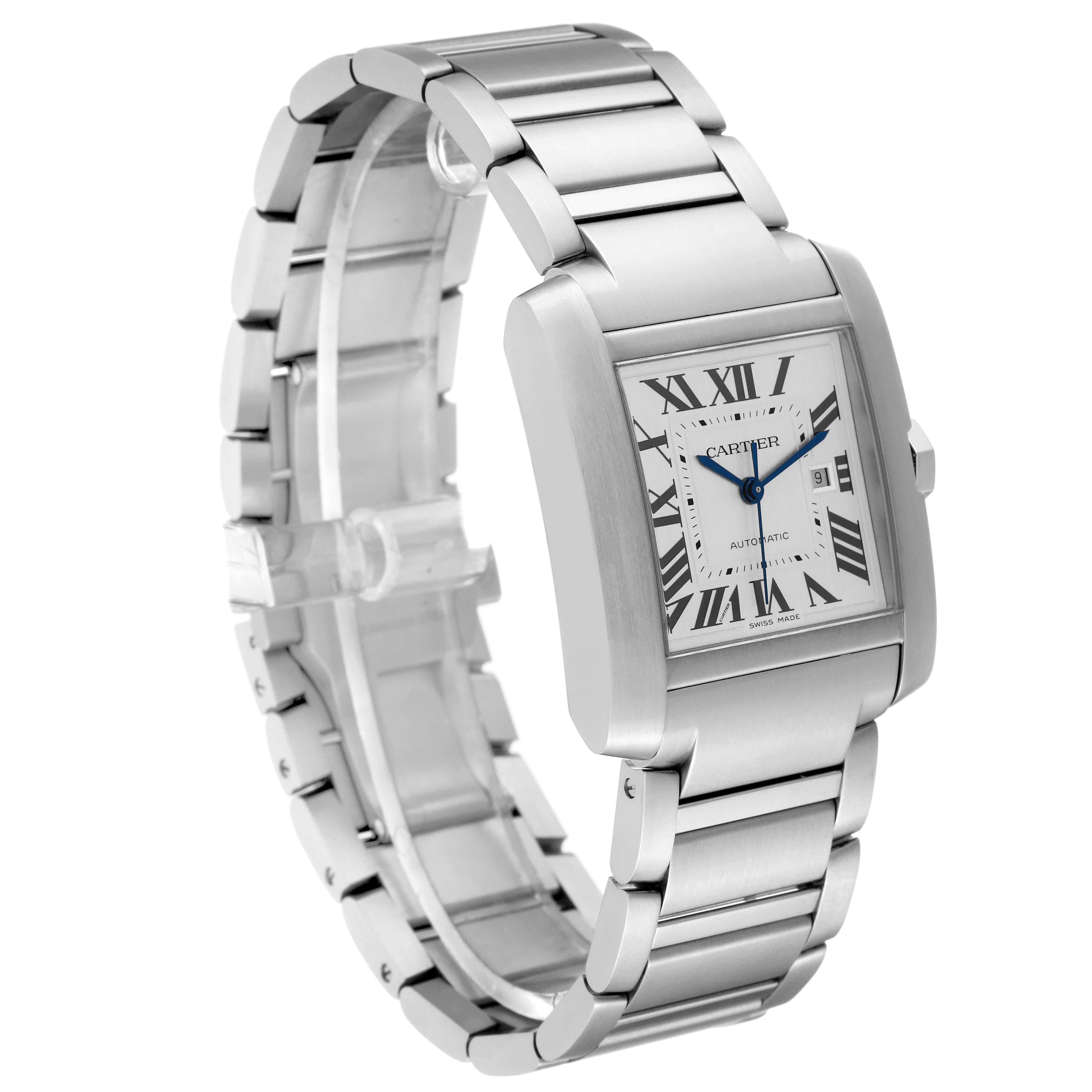 Cartier Tank Francaise Large Automatic Steel Mens Watch WSTA0067 In Excellent Condition For Sale In Atlanta, GA