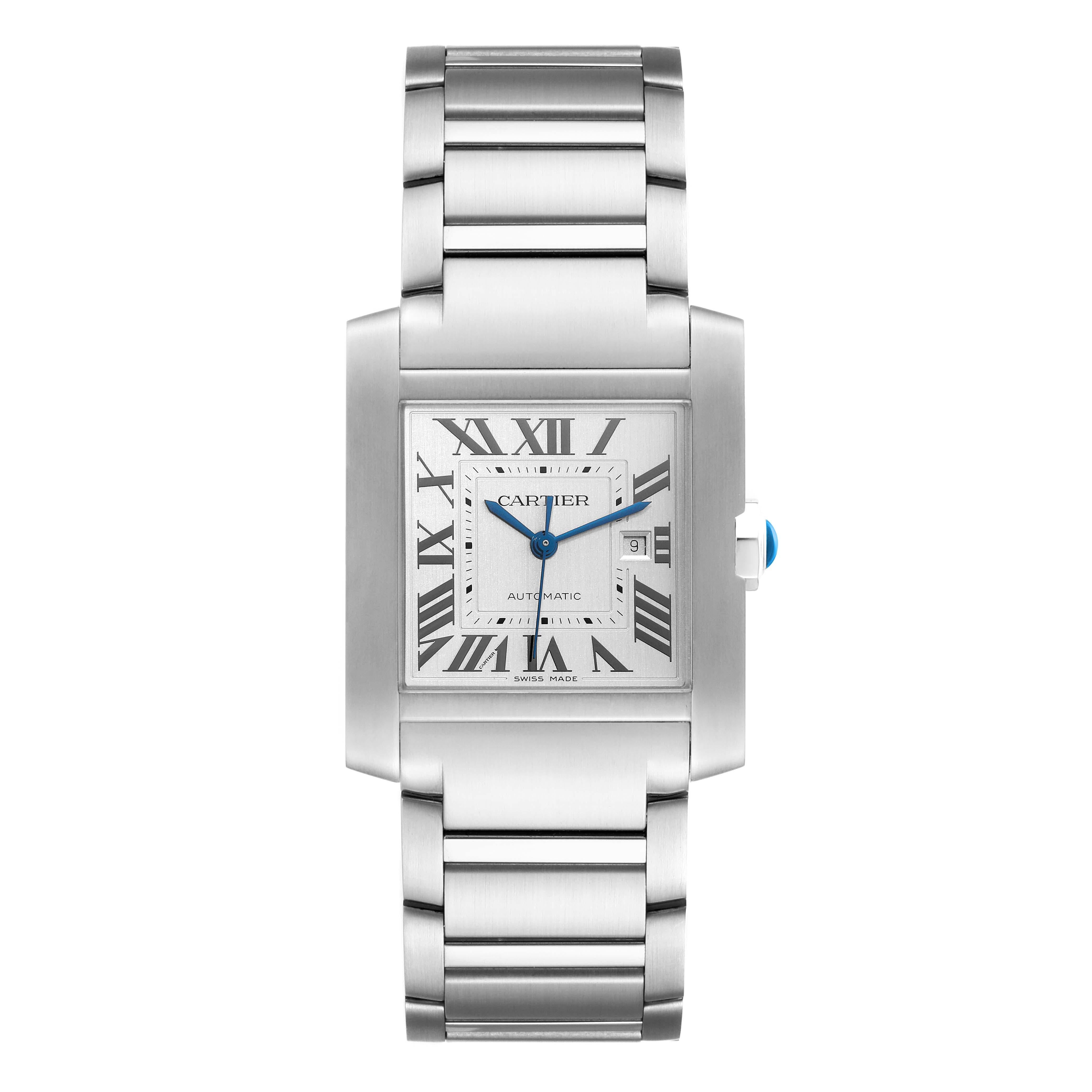 Cartier Tank Francaise Large Automatic Steel Mens Watch WSTA0067 For Sale 1