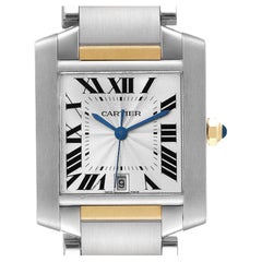 Cartier Tank Francaise Large Automatic Steel Yellow Gold Mens Watch W51005Q4