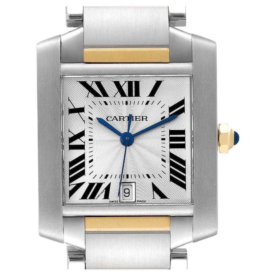 Cartier Grande montre Tank Française automatique en or jaune et acier pour hommes W51005Q4 en vente