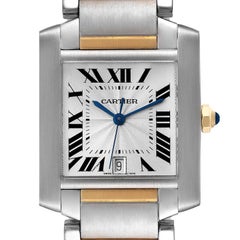 Cartier Tank Francaise Large Automatic Steel Yellow Gold Mens Watch W51005Q4