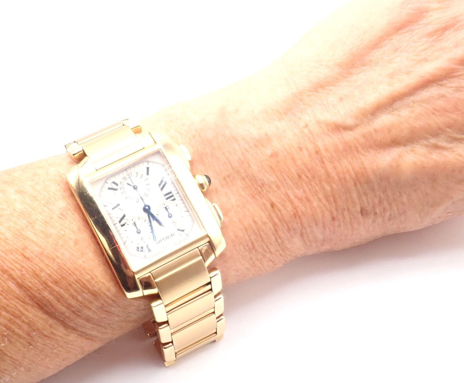 Cartier Tank Francaise Large Chronograph Quartz Yellow Gold Watch Ref. 1830 3