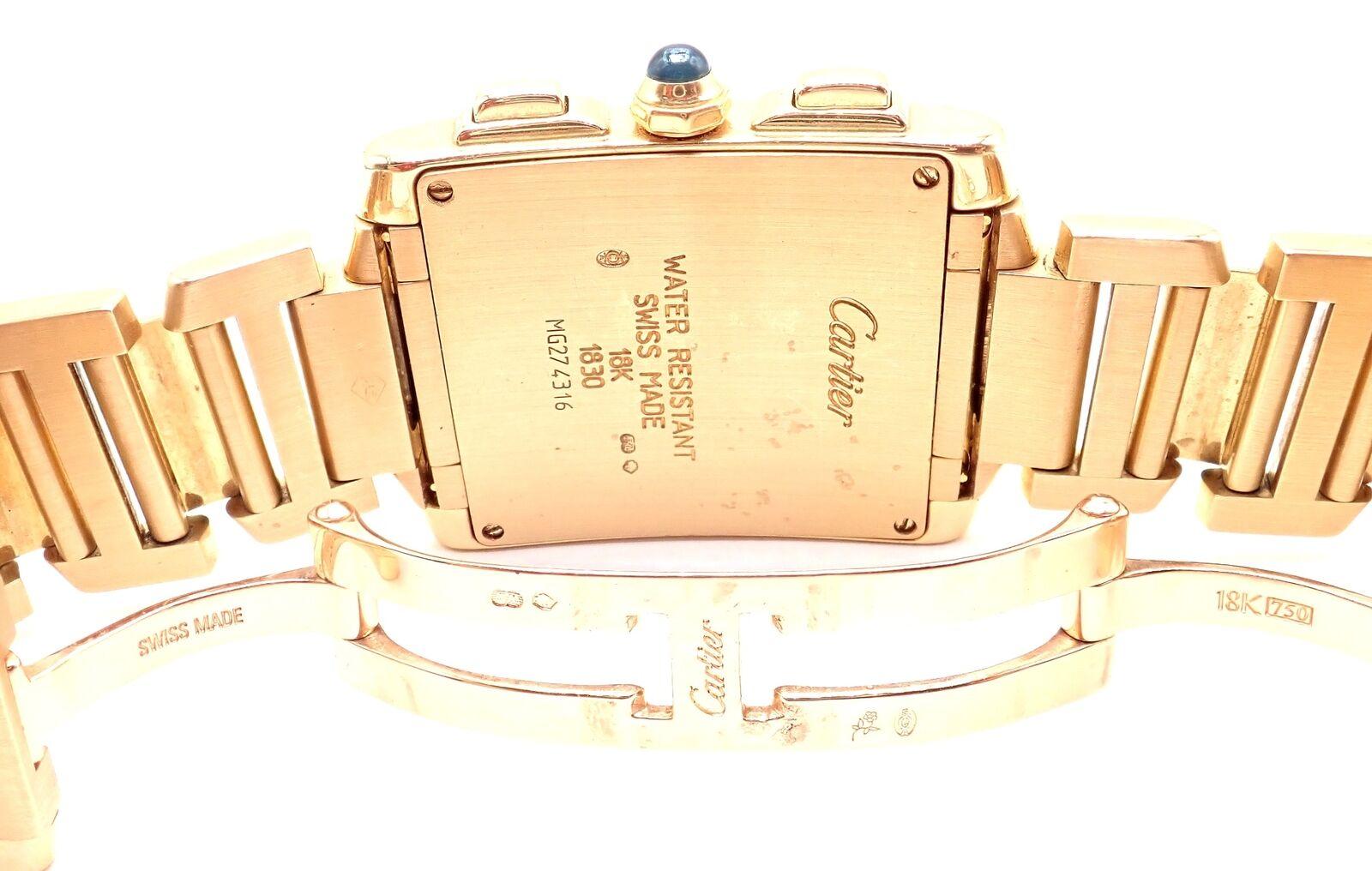 Cartier Tank Francaise Large Chronograph Quartz Yellow Gold Watch Ref. 1830 In Excellent Condition In Holland, PA