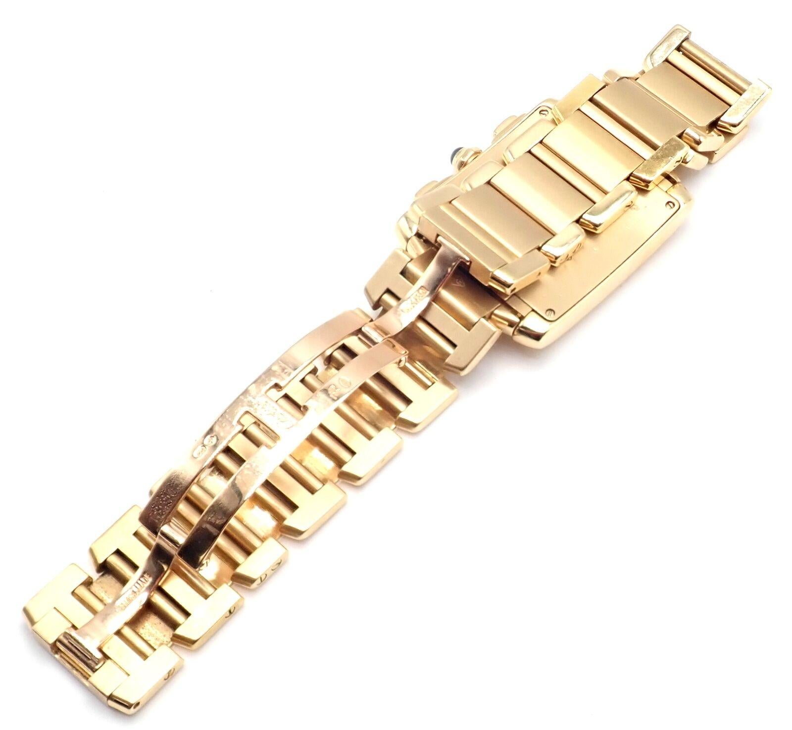 Cartier Tank Francaise Large Chronograph Quartz Yellow Gold Watch Ref. 1830 In Excellent Condition In Southampton, PA