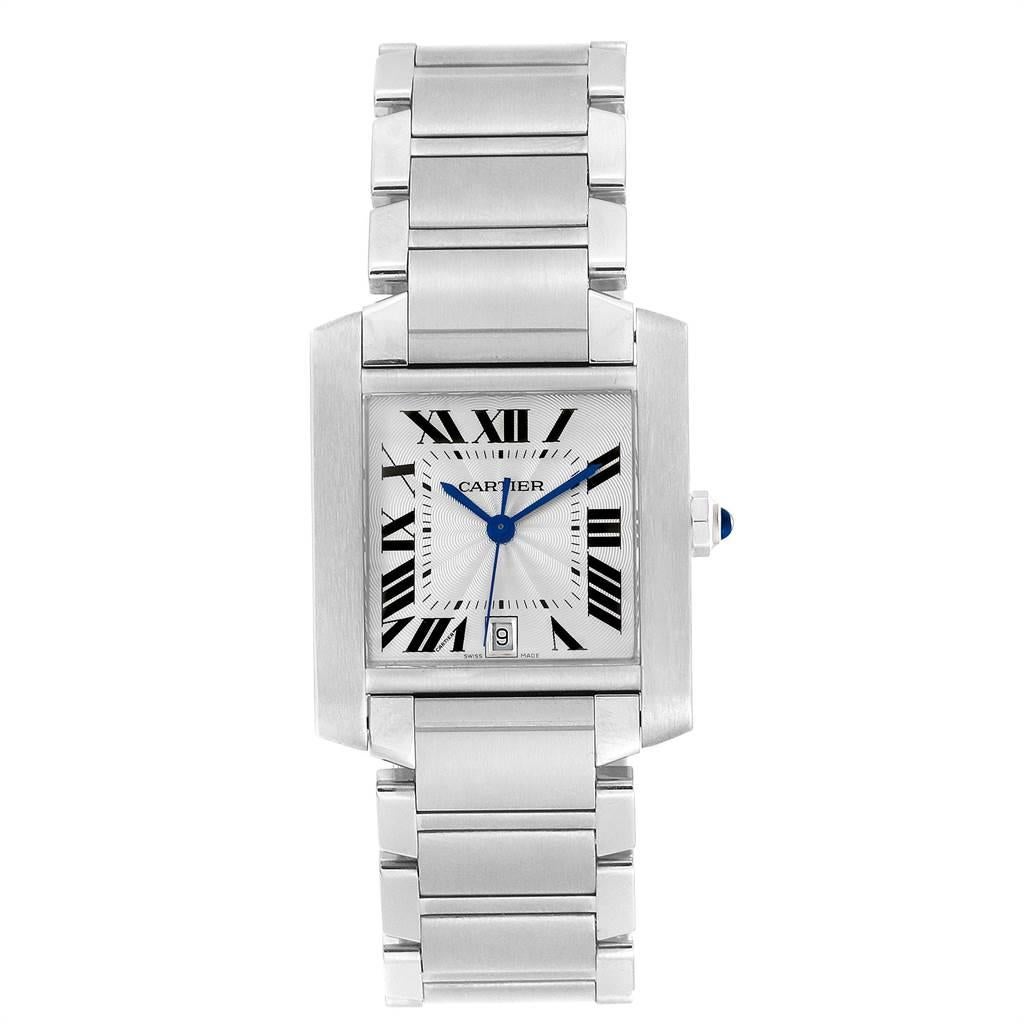 Cartier Tank Francaise Large Steel Automatic Men's Watch W51002Q3 In Good Condition In Atlanta, GA
