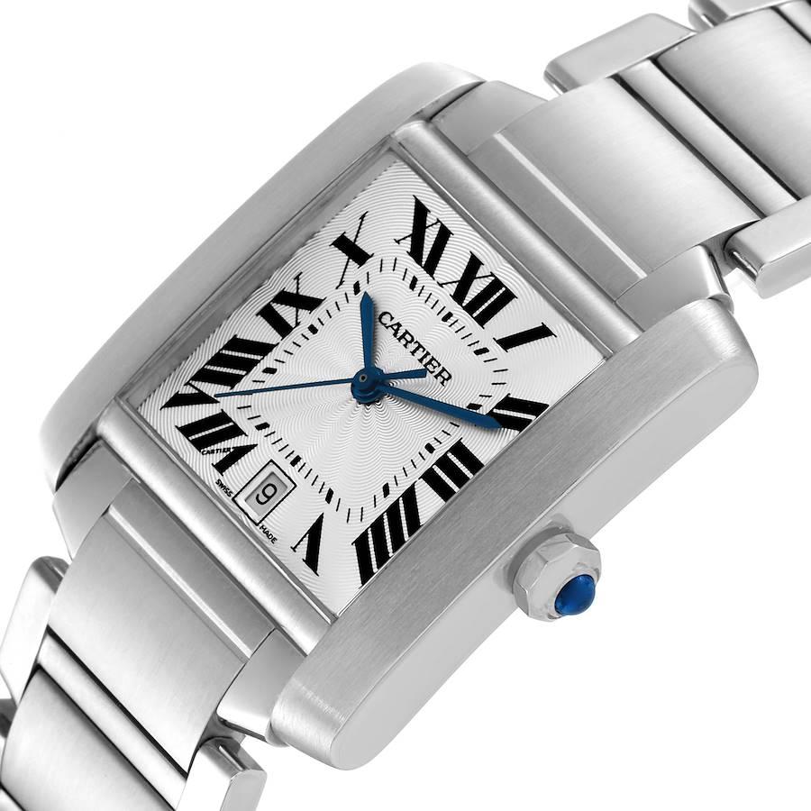 Cartier Tank Francaise Large Steel Automatic Mens Watch W51002Q3 In Excellent Condition For Sale In Atlanta, GA