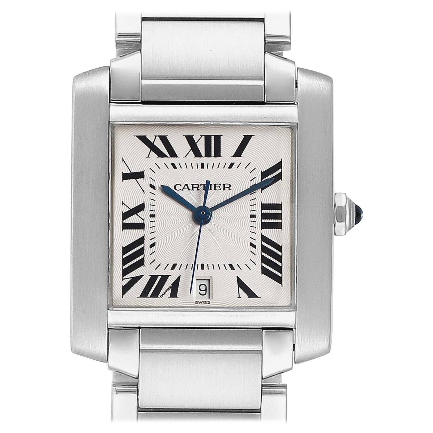 Cartier Tank Francaise Large Steel Automatic Men's Watch W51002Q3 For Sale