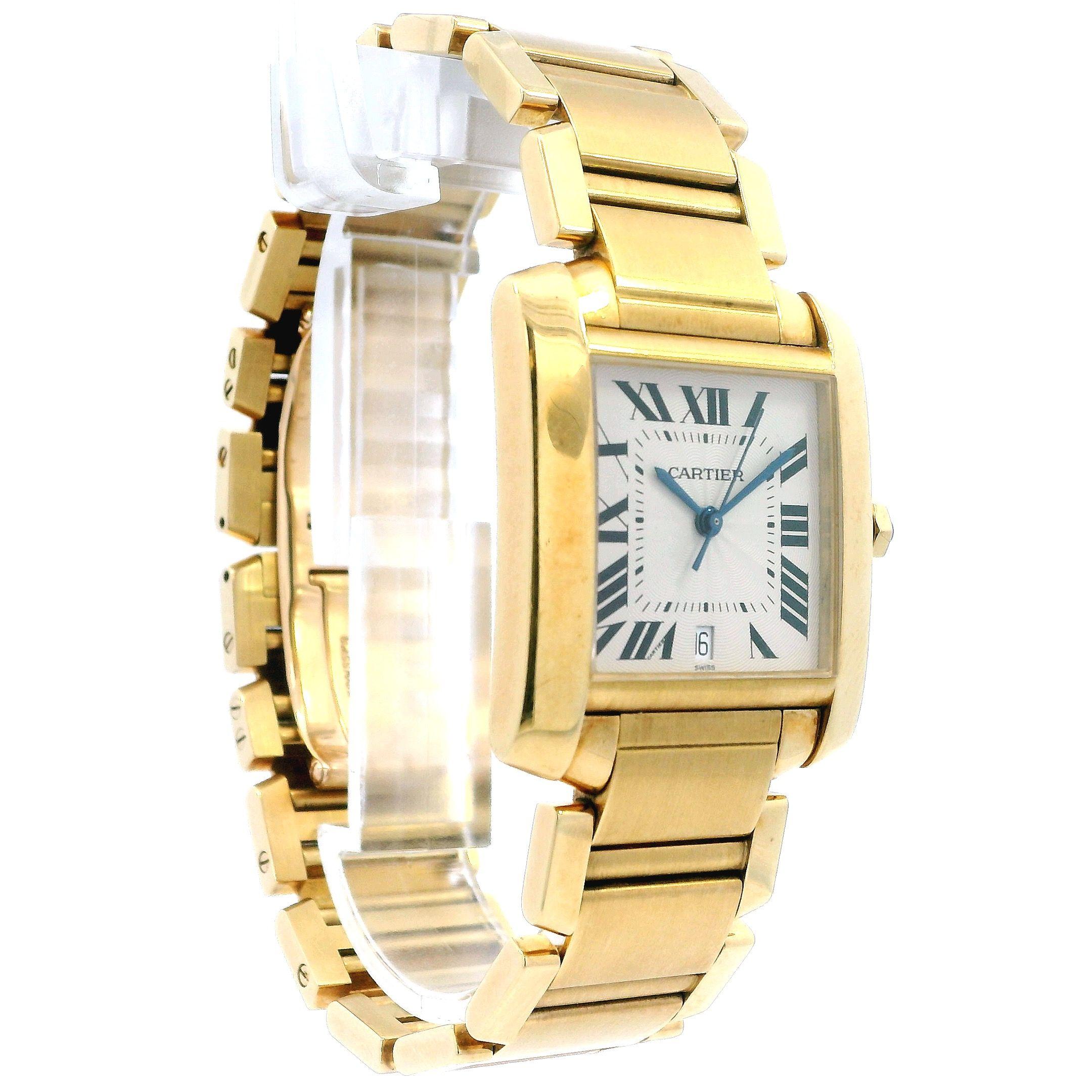 Cartier Tank Francaise Large W50001R2 18K Yellow Gold Watch In Excellent Condition In Great Neck Plaza, NY