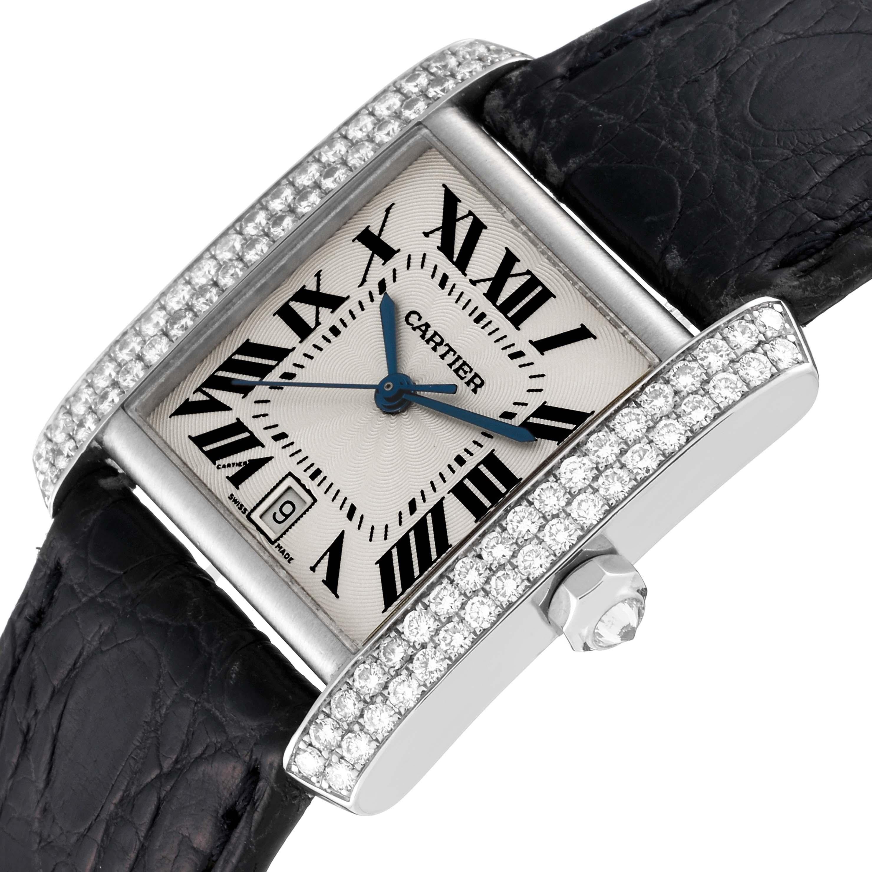 Men's Cartier Tank Francaise Large White Gold Diamond Mens Watch 2366