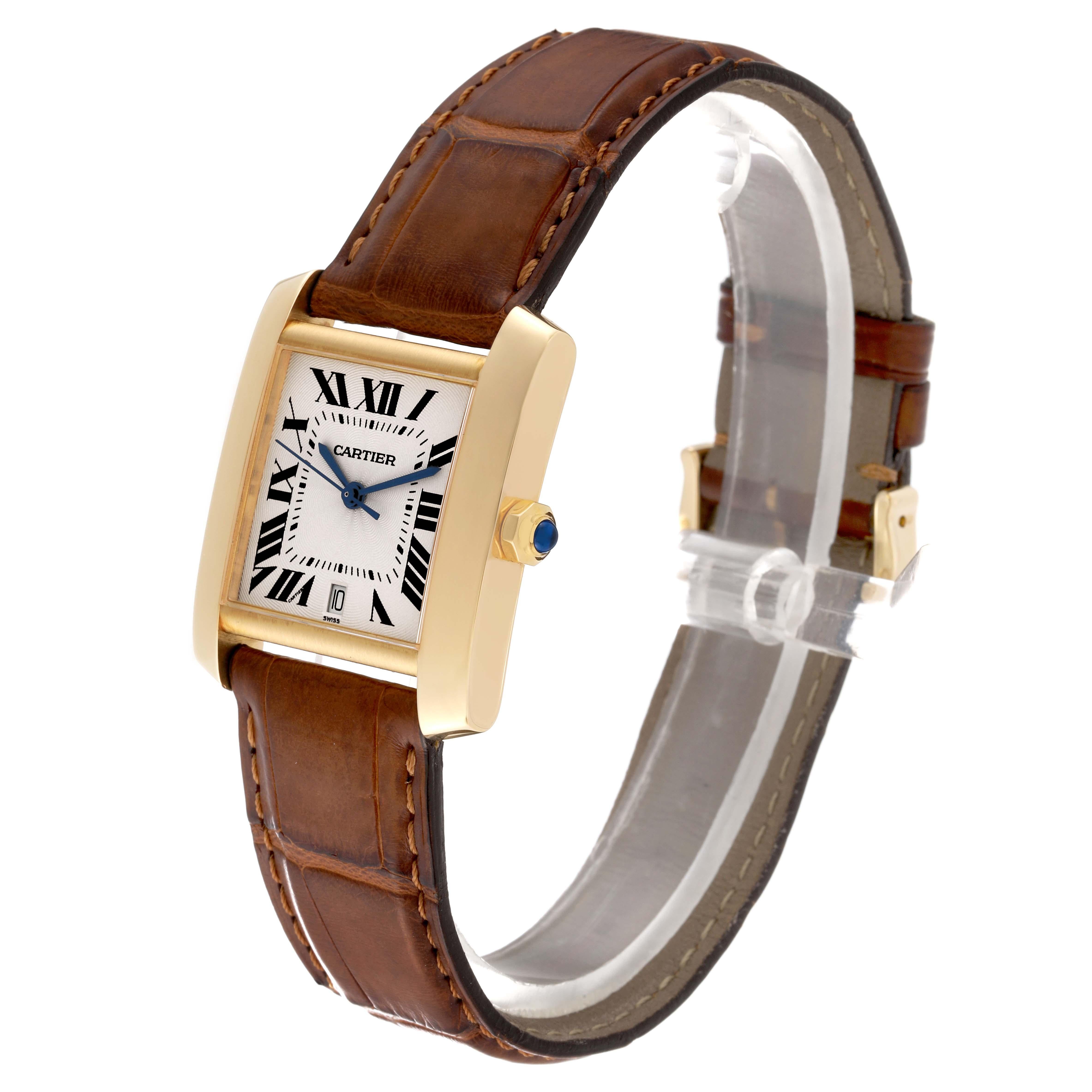 Cartier Tank Francaise Large Yellow Gold Automatic Mens Watch W5000156 In Excellent Condition For Sale In Atlanta, GA