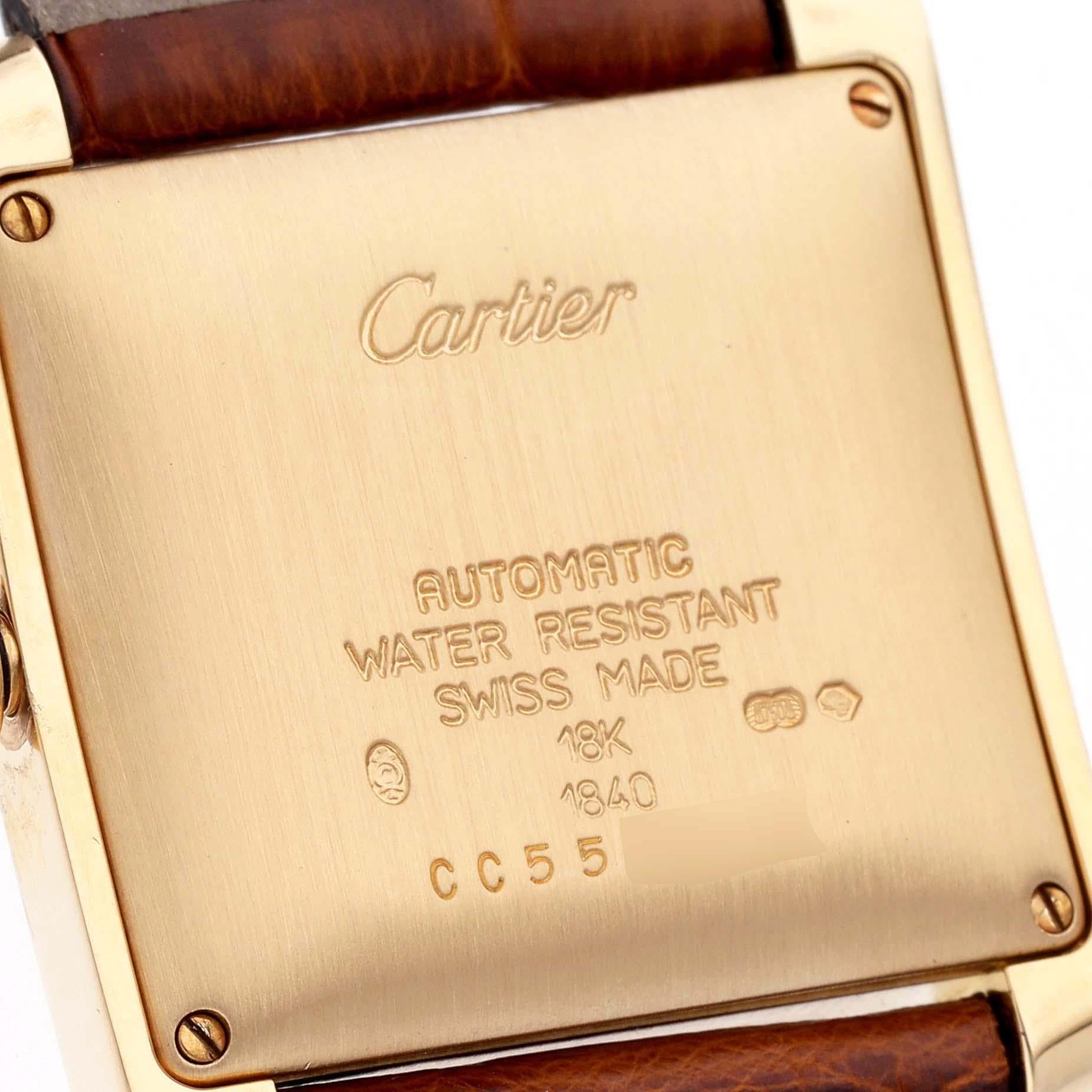 Men's Cartier Tank Francaise Large Yellow Gold Automatic Mens Watch W5000156 For Sale