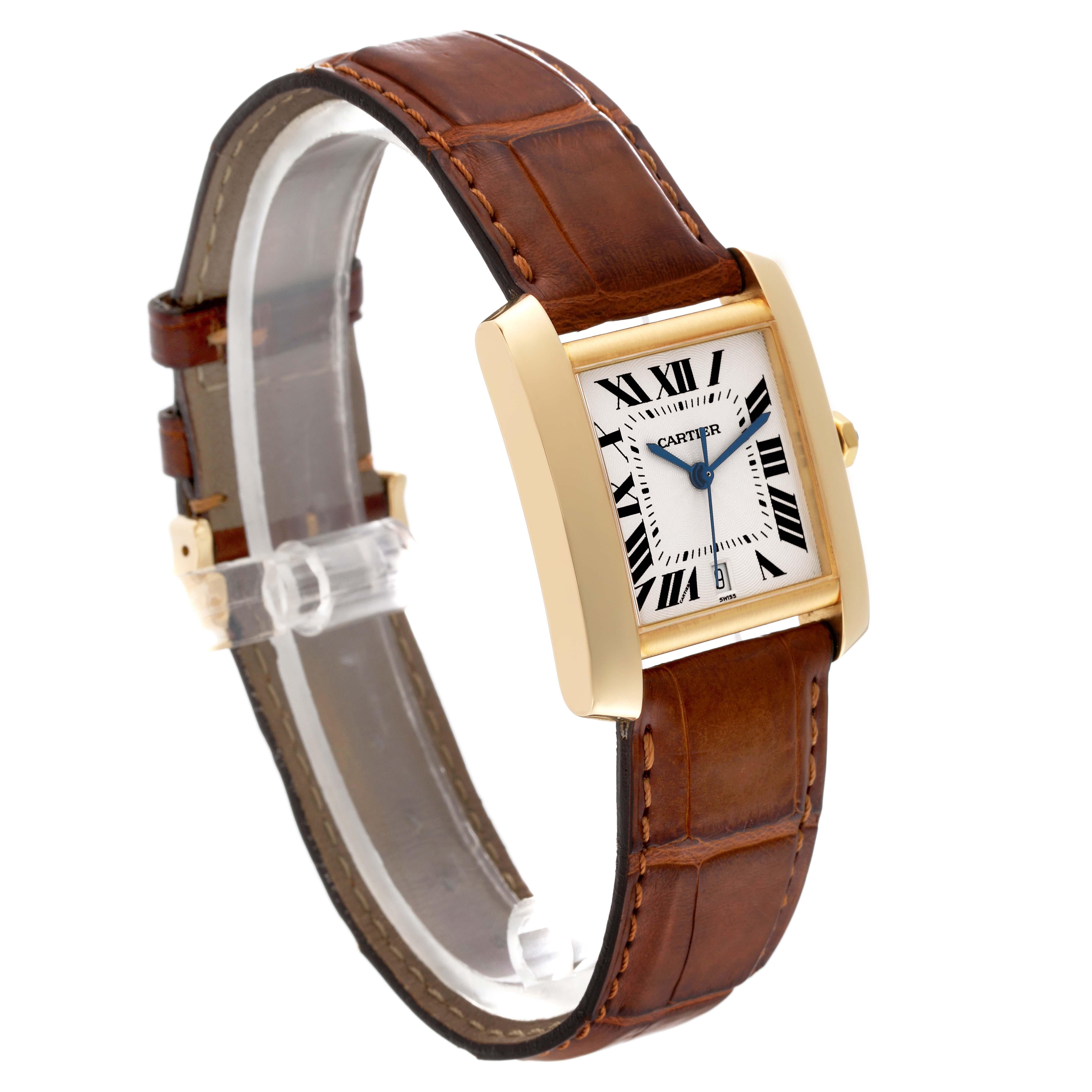 Cartier Tank Francaise Large Yellow Gold Automatic Mens Watch W5000156 For Sale 2