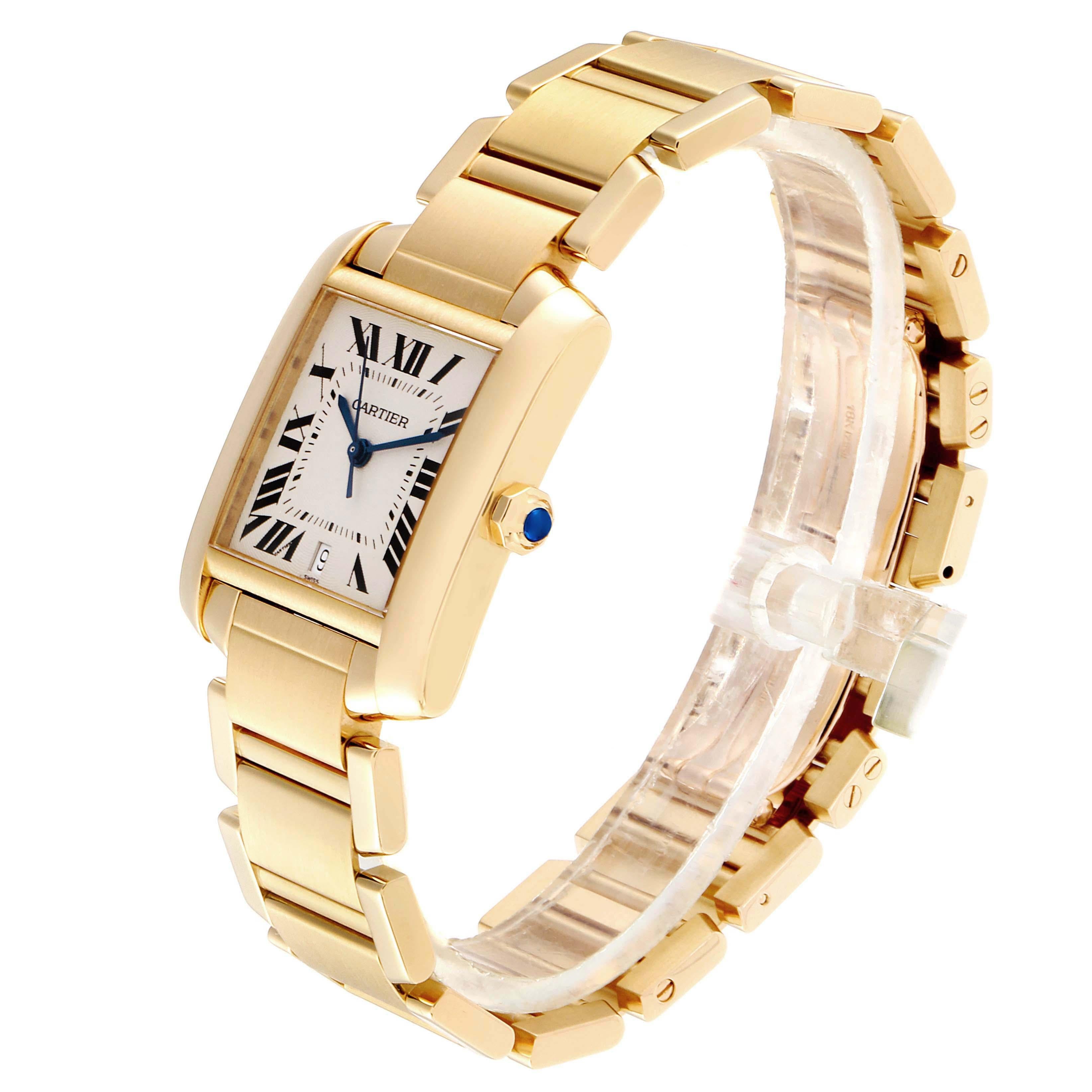 Cartier Tank Francaise Large Yellow Gold Automatic Men's Watch W50001R2 In Excellent Condition For Sale In Atlanta, GA