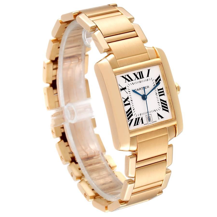 Cartier Tank Francaise Large Yellow Gold Automatic Unisex Watch W50001R2 In Excellent Condition For Sale In Atlanta, GA