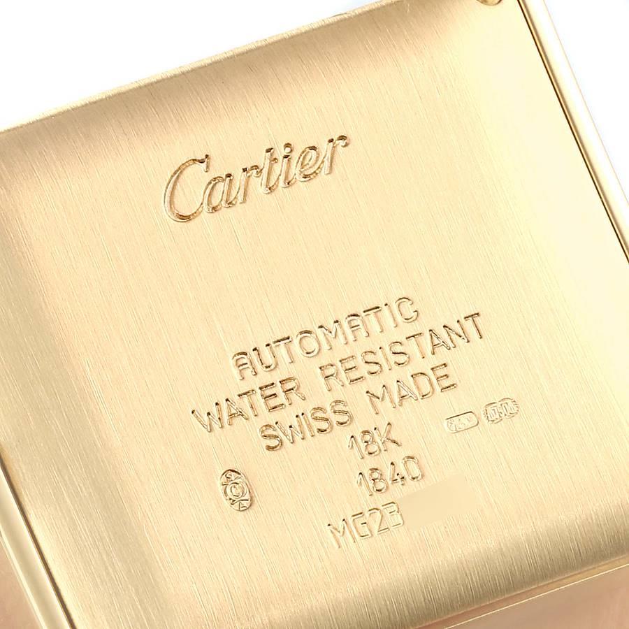 Cartier Tank Francaise Große Gelbgold Schwarz Riemen Herrenuhr W5000156 im Angebot 2