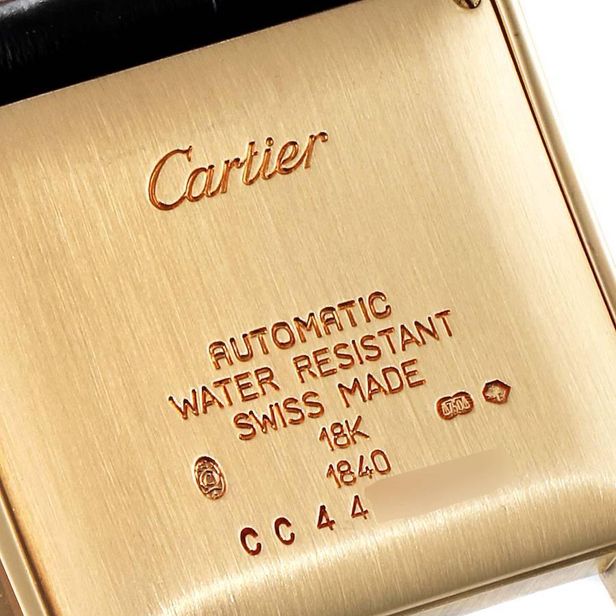 Cartier Tank Francaise Large Yellow Gold Brown Strap Mens Watch W5000156 In Excellent Condition For Sale In Atlanta, GA