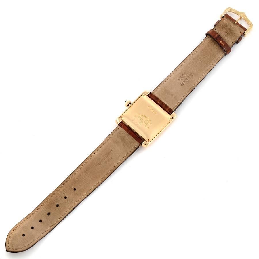 Cartier: Große Gelbgold-Herrenuhr Tank Francaise mit braunem Riemen, W5000156 im Angebot 6