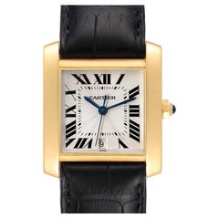 Cartier Tank Francaise Large Yellow Gold Brown Strap Mens Watch W5000156