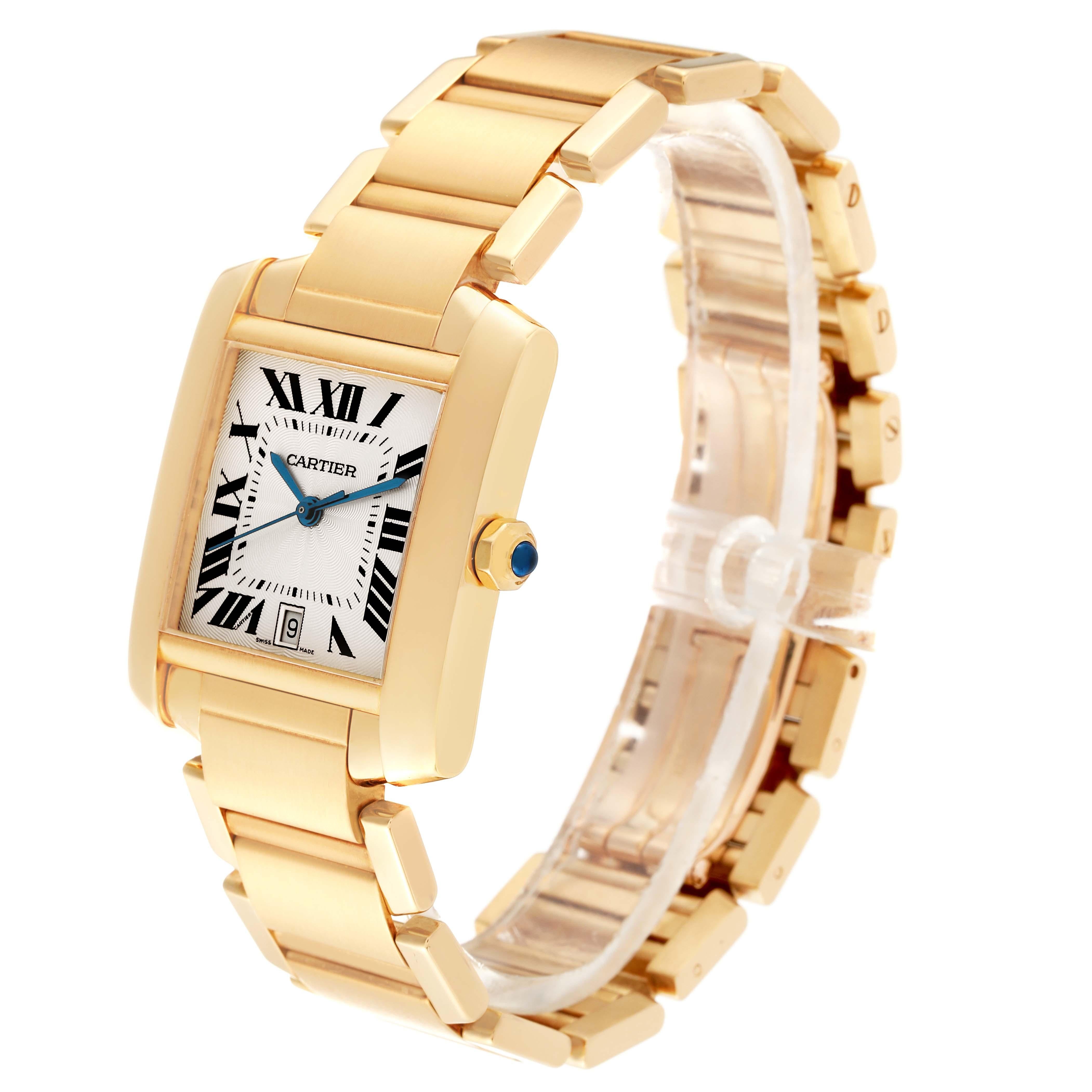 Men's Cartier Tank Francaise Large Yellow Gold Silver Dial Mens Watch W50001R2