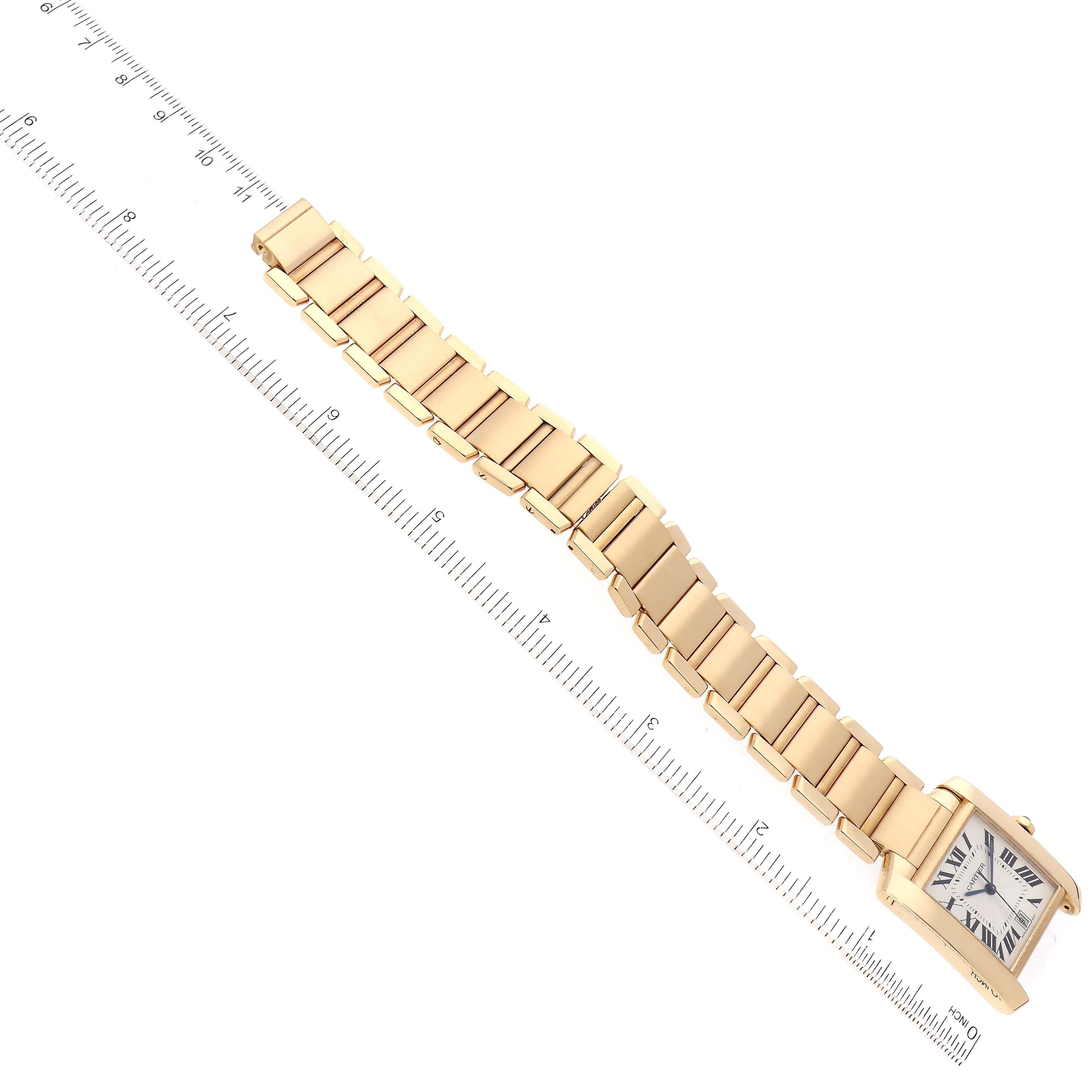 Cartier Tank Francaise Large Yellow Gold Silver Dial Mens Watch W50001R2 2