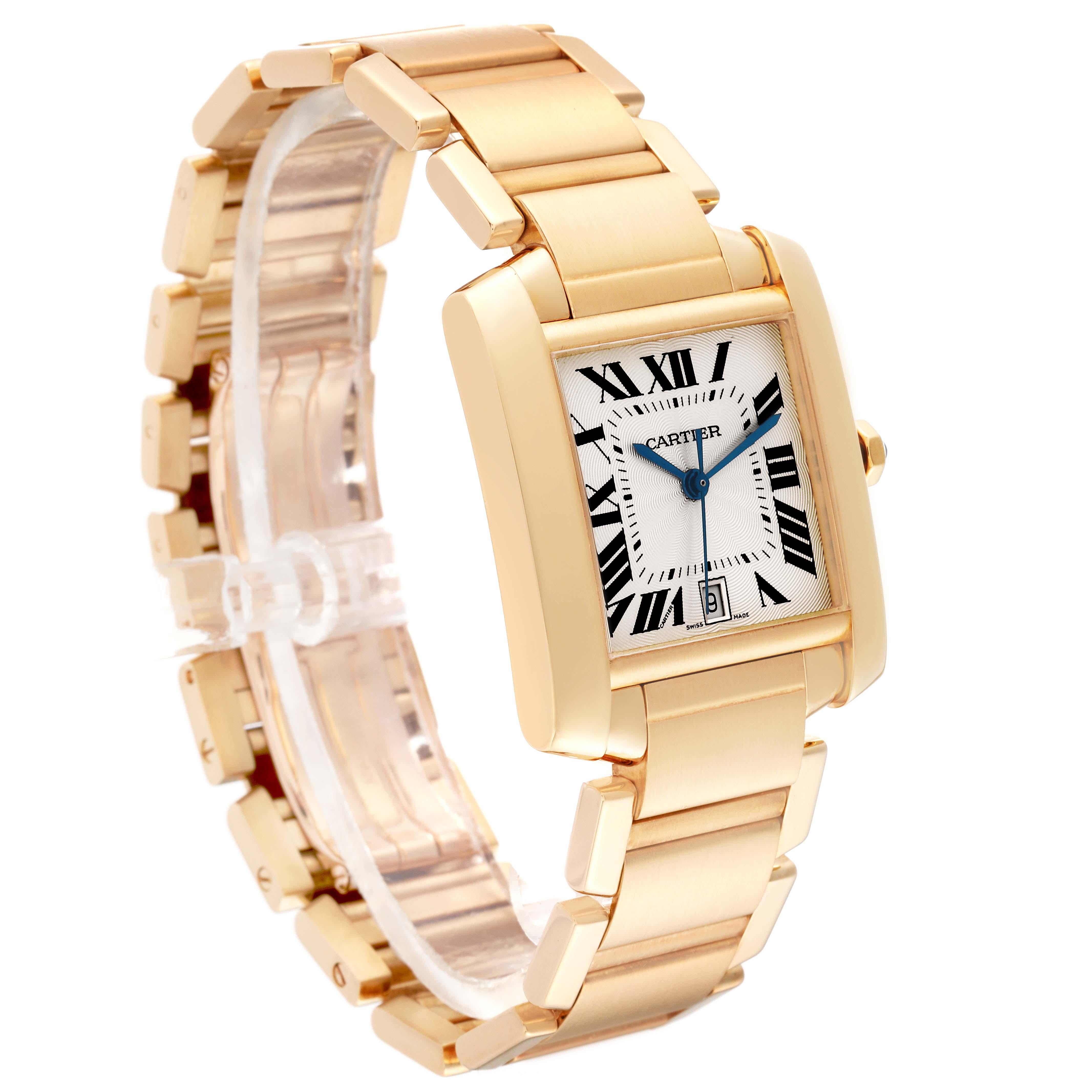Cartier Tank Francaise Large Yellow Gold Silver Dial Mens Watch W50001R2 3