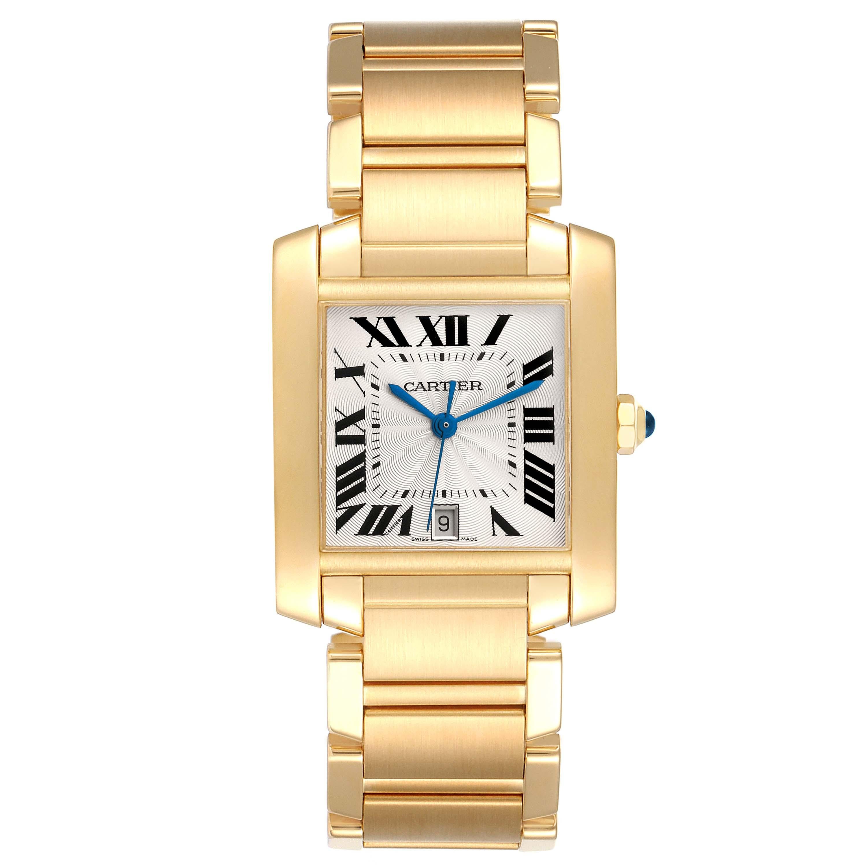Cartier Tank Francaise Large Yellow Gold Silver Dial Mens Watch W50001R2 4