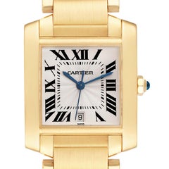 Cartier Tank Francaise Large Yellow Gold Silver Dial Mens Watch W50001R2