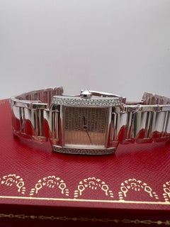 Cartier Tank Francaise Medium Diamond Bezel Logo Dial 18K White Gold WE1025S3 BP